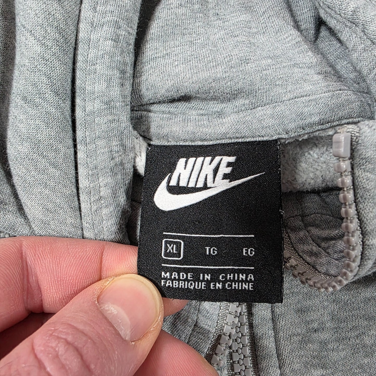 Nike Grey Full Zip Hoodie 👟 Men’s XL Logo Sweatshirt Casual Sportswear