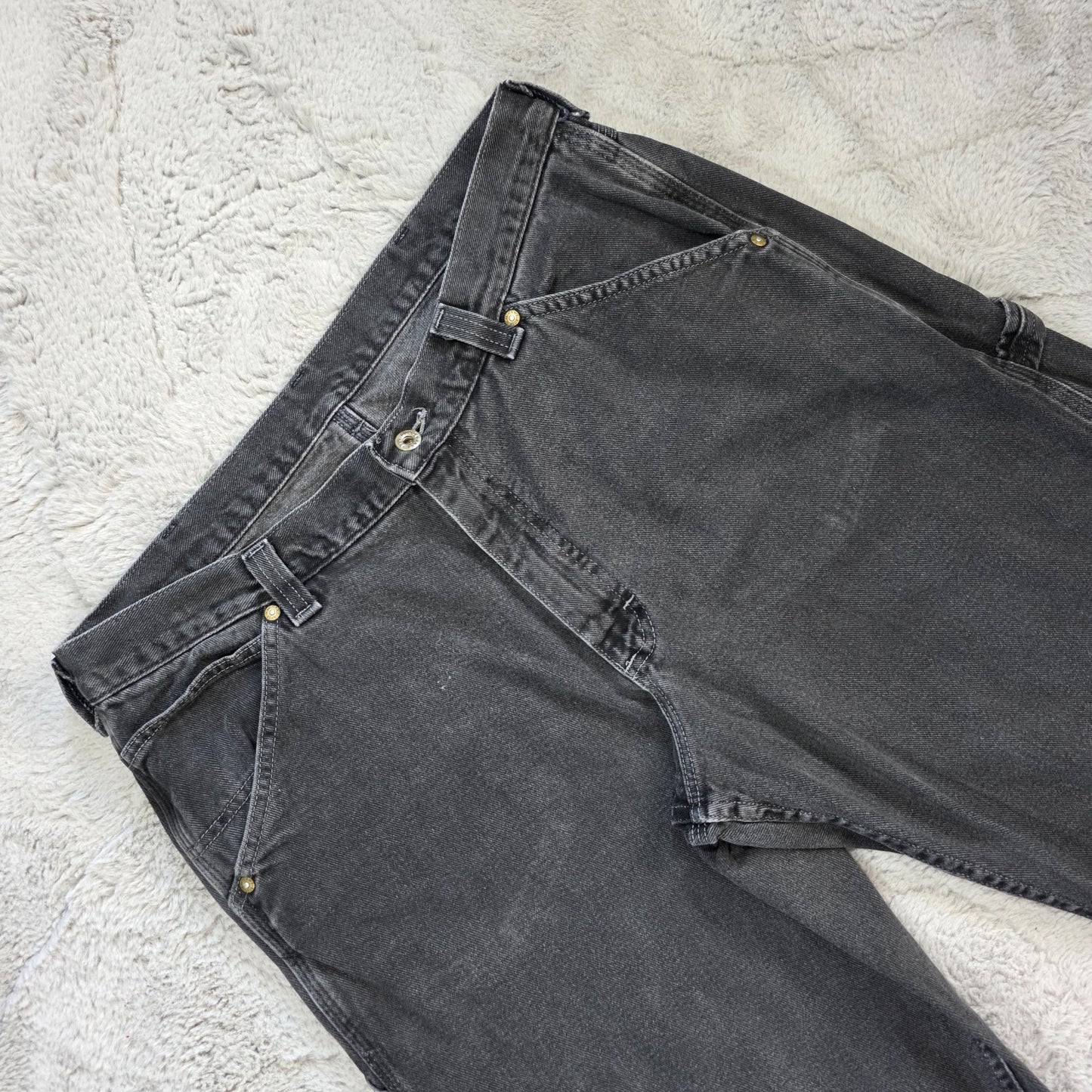 Vintage Lee Dungarees Carpenter Jeans Black W36 L32 Straight Leg USA Made