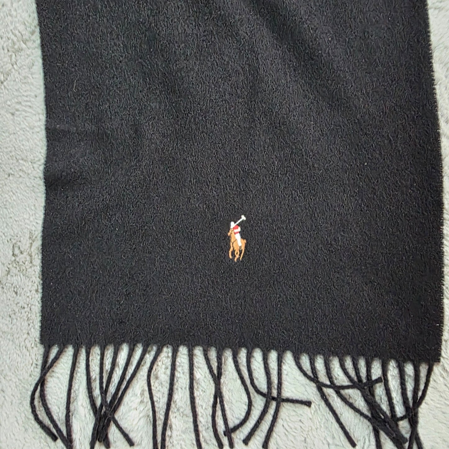 Polo Ralph Lauren Black Wool Scarf Winter Knit Men’s Women’s 163cm x 30cm