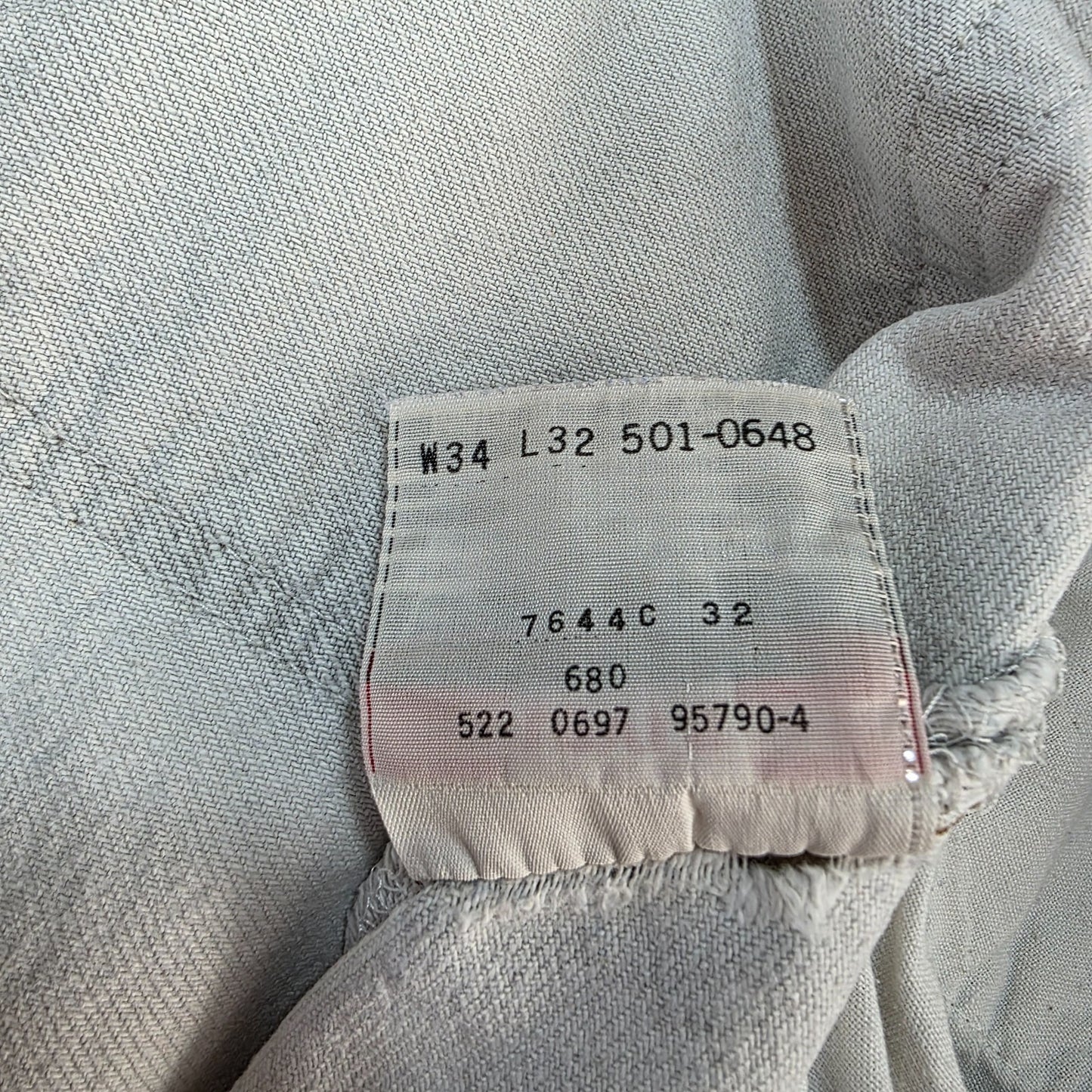 Levi’s 501 Jeans White Made in USA Vintage W34 L32 Distressed Stained Denim