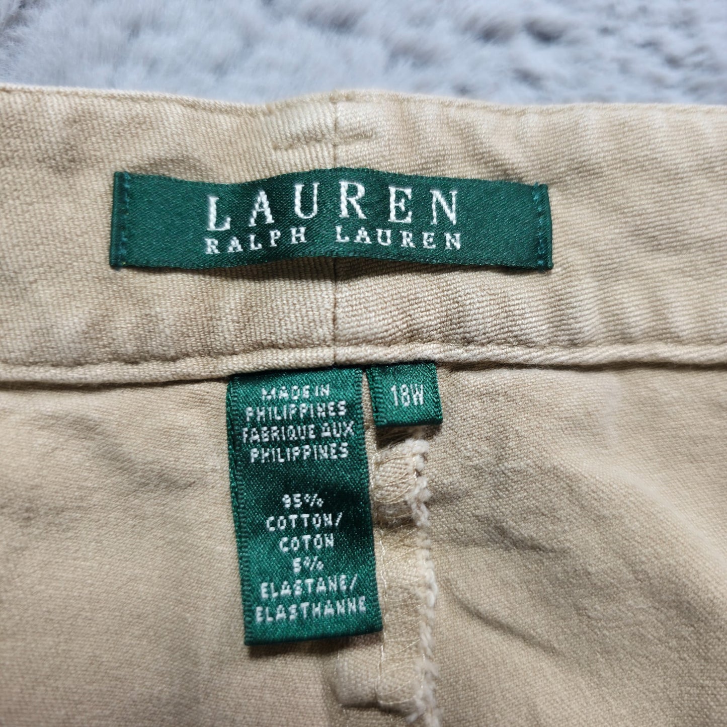 Lauren Ralph Lauren Beige Stretch Zip Pocket Trousers US 18W UK 22 W40 L28