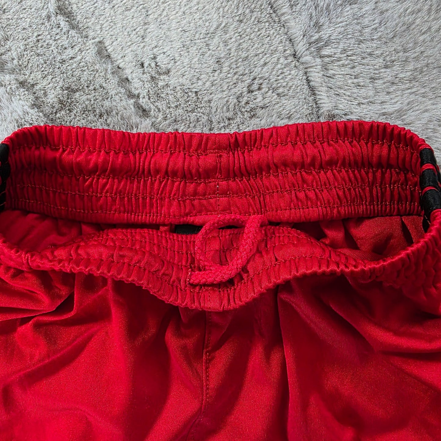 Adidas Red Sports Shorts S (8) Black Stripes Drawstring Waist Lightweight Gym