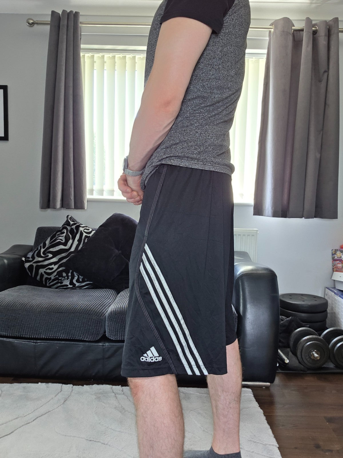 Adidas Black Sports Shorts Size M W29 Elasticated Waist Football Gym Training