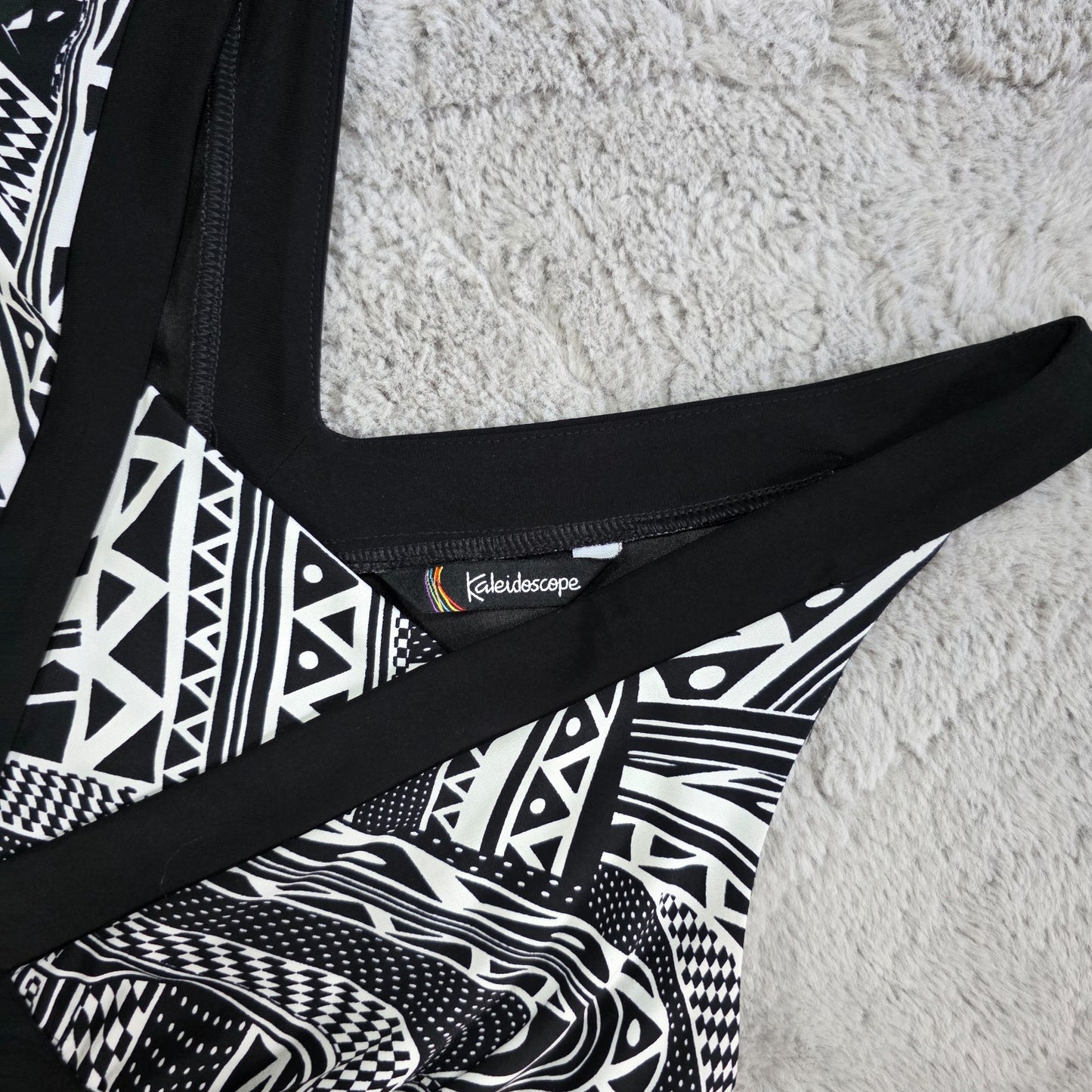 Kaleidoscope Maxi Dress Women’s Black White Geometric Sleeveless Size 14