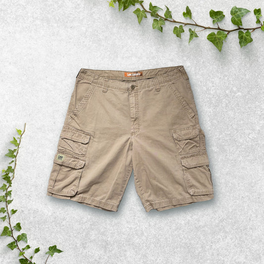 Lee Dungarees Cargo Shorts Beige W36 Utility Workwear Cotton Pockets Summer