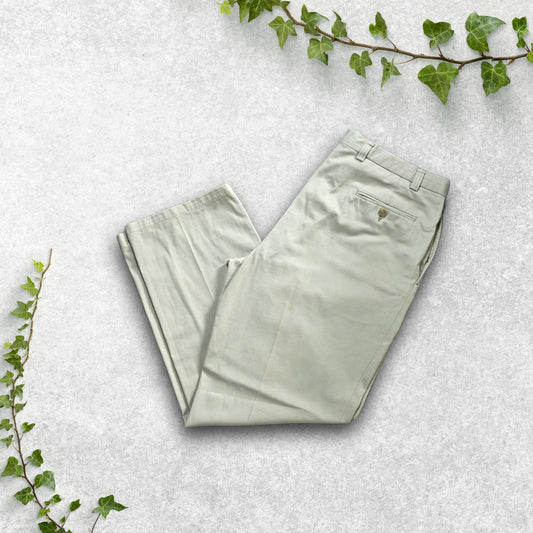 Lauren Ralph Lauren Beige Cotton Pleated Trousers W38 L32 Classic Fit Chino Smar