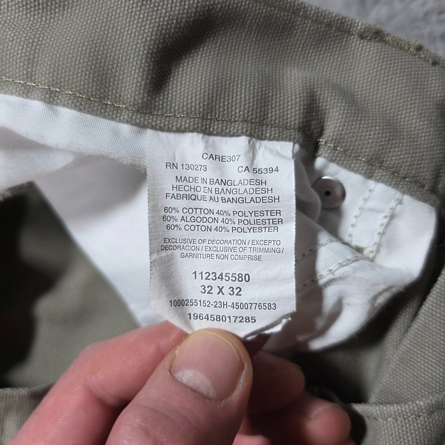 Wrangler Workwear carpenter trousers beige men’s W32 L32 straight leg utility