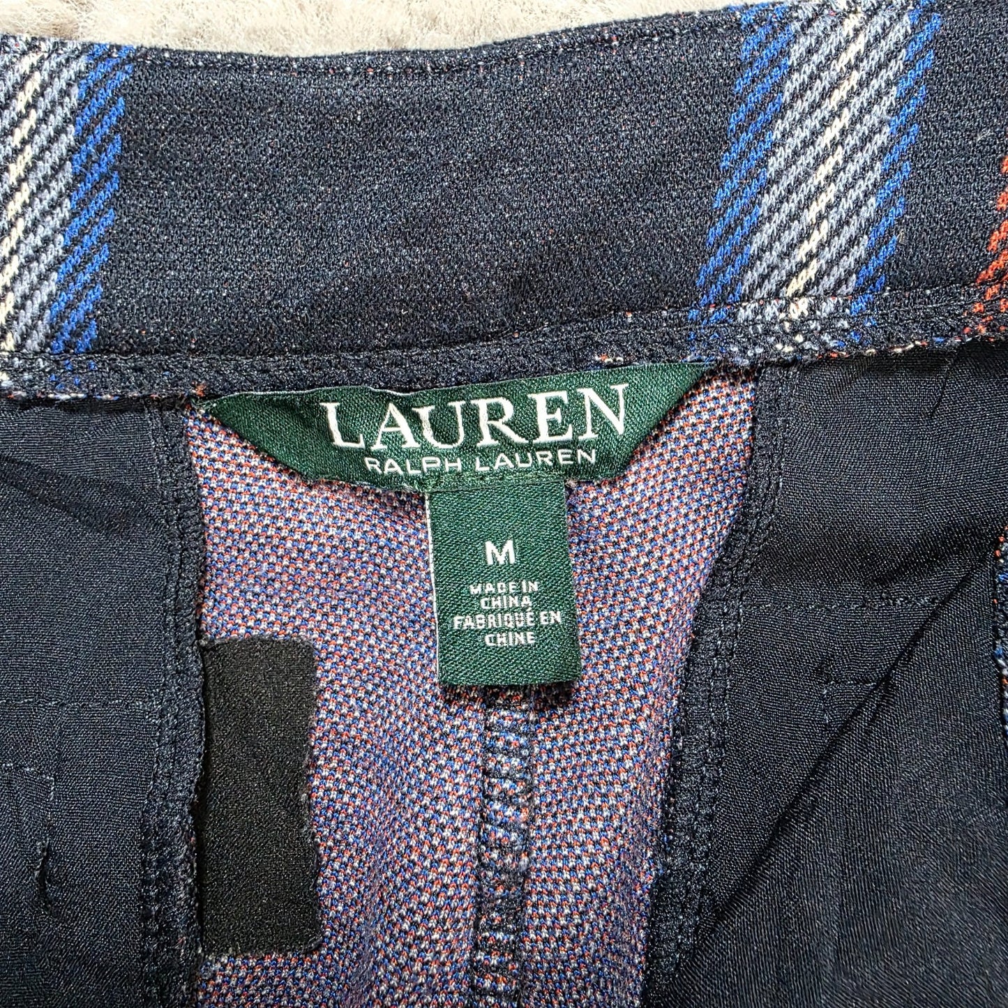 Lauren Ralph Lauren Blue Red Check Slim Trousers W33 L27 Stretch Smart UK 14–16
