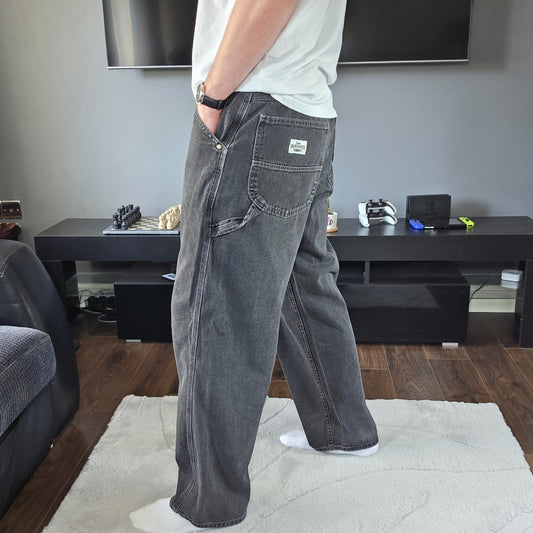 Vintage Lee Dungarees Carpenter Jeans Black W36 L32 Straight Leg USA Made