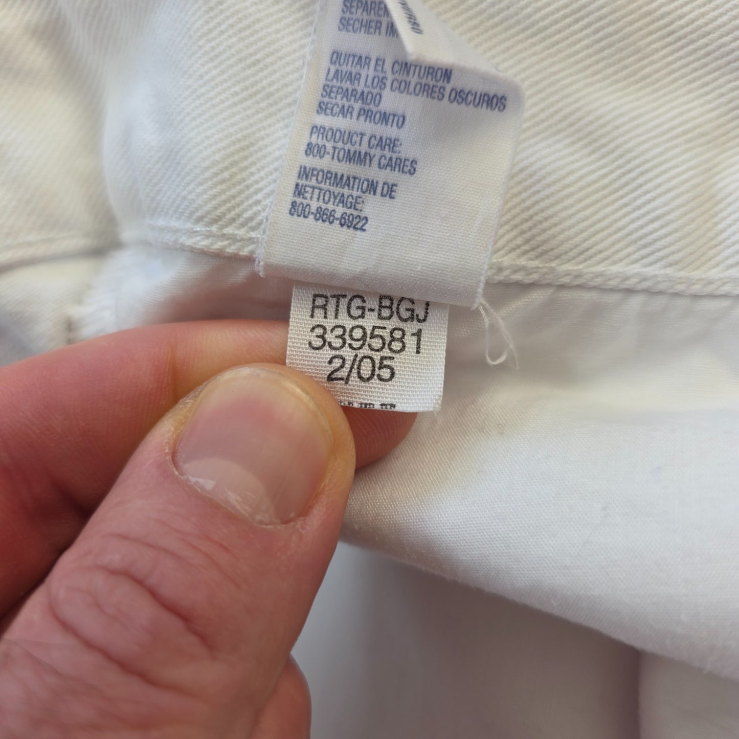Tommy Hilfiger Y2K Cropped White Jeans Women's US 16 UK 20 Embroidered Flower