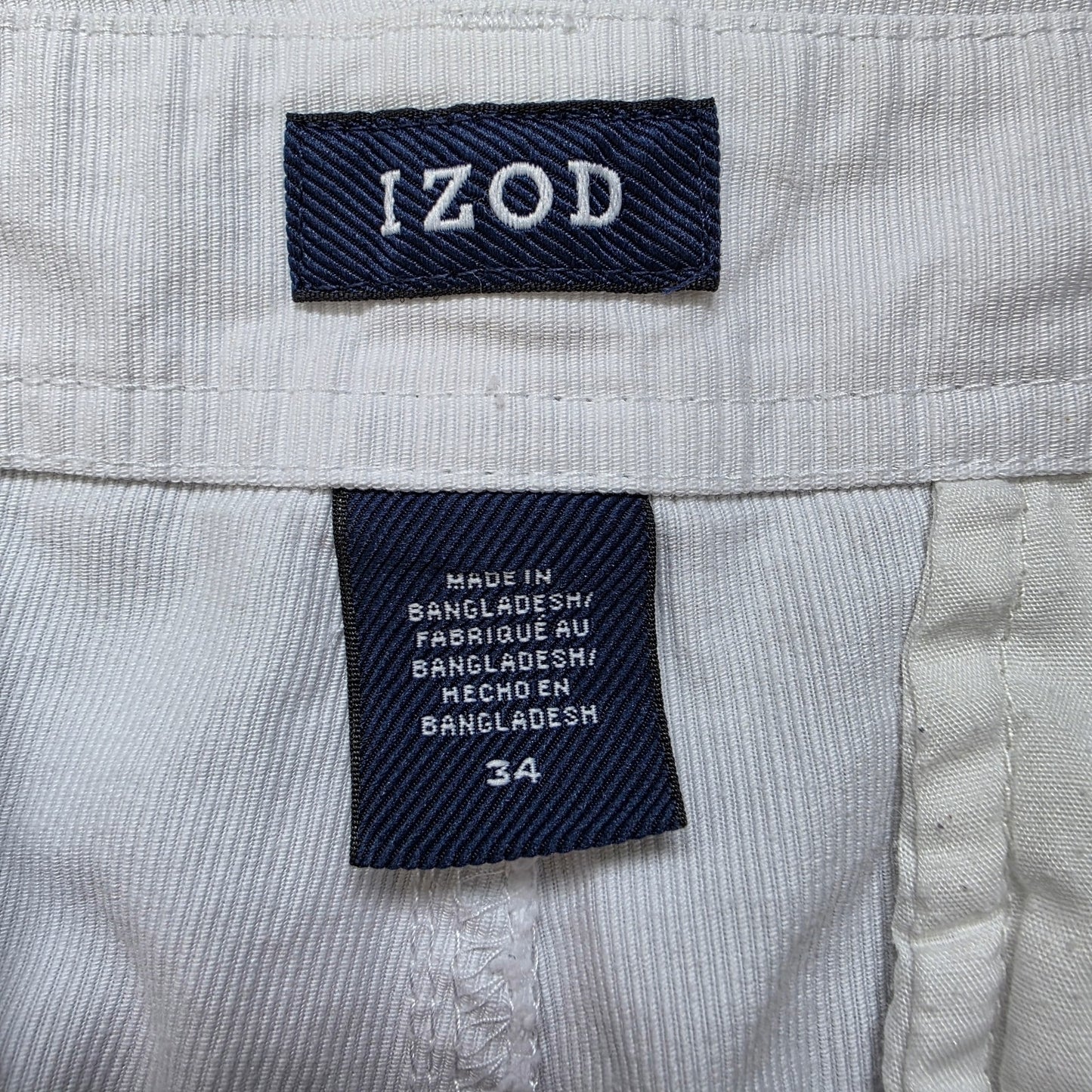 Izod White Cargo Shorts W34 Utility Style 100% Cotton Summer Casual USA Brand