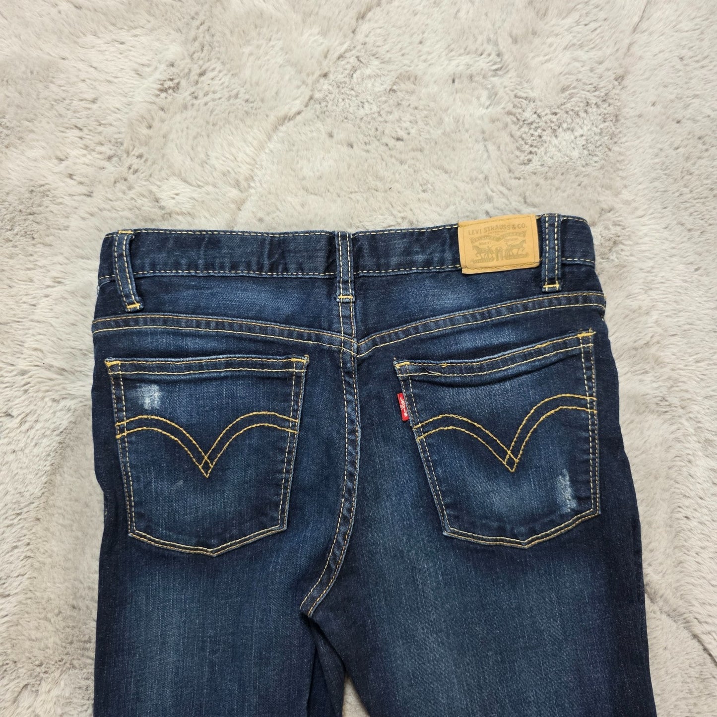 Levi’s Girlfriend Jeans Kids Size 12 W25 L27 Blue Distressed Denim Skinny Youth