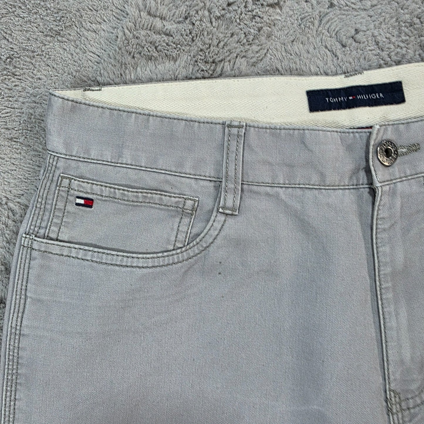 Tommy Hilfiger Custom Fit Straight Leg Grey Jeans W33 L31 Men's 100% Cotton