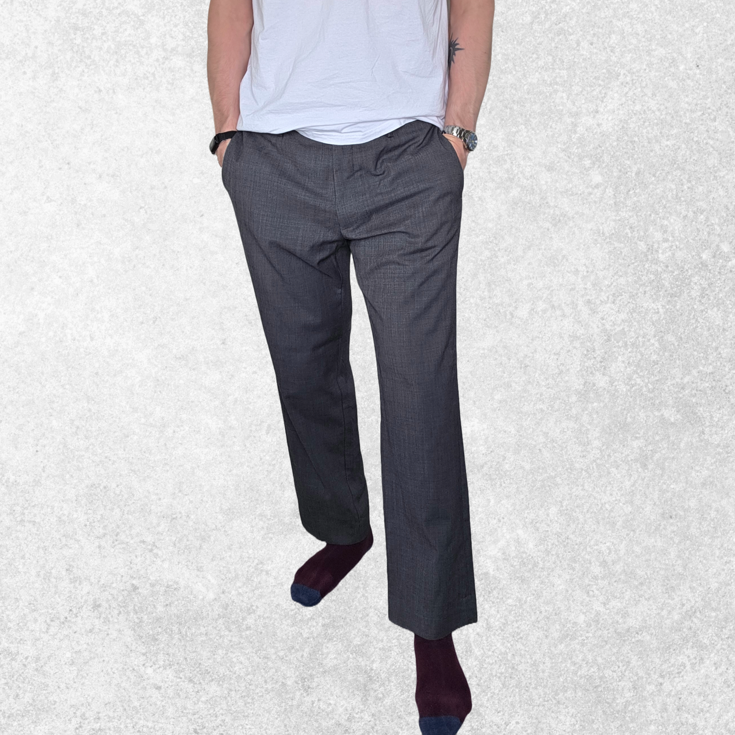 TOMMY HILFIGER Grey Wool Dress Trousers W36 L30 | Smart Formal Work Pants