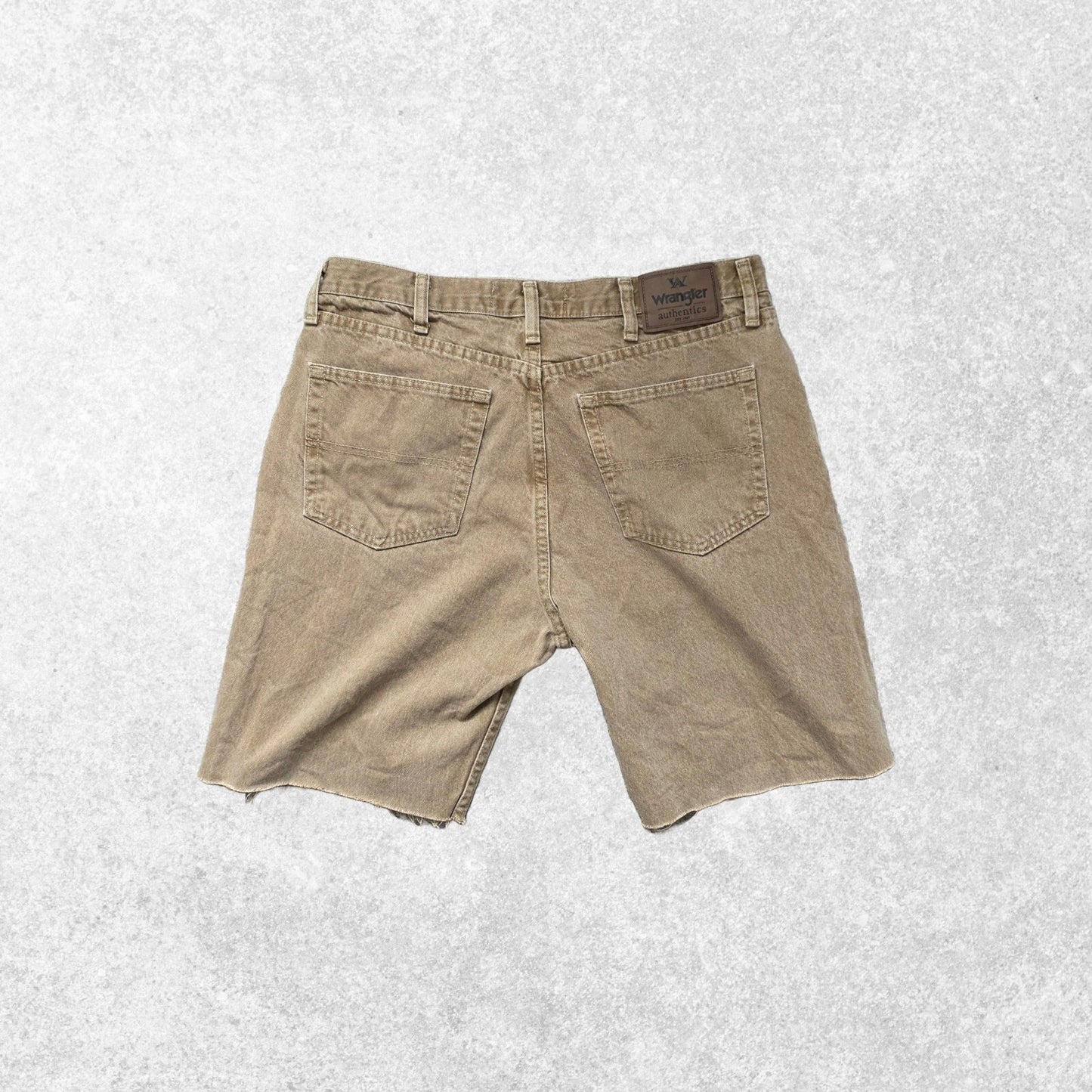 Wrangler Authentics Khaki Cut Off Denim Shorts Jorts W35 100% Cotton Mexico