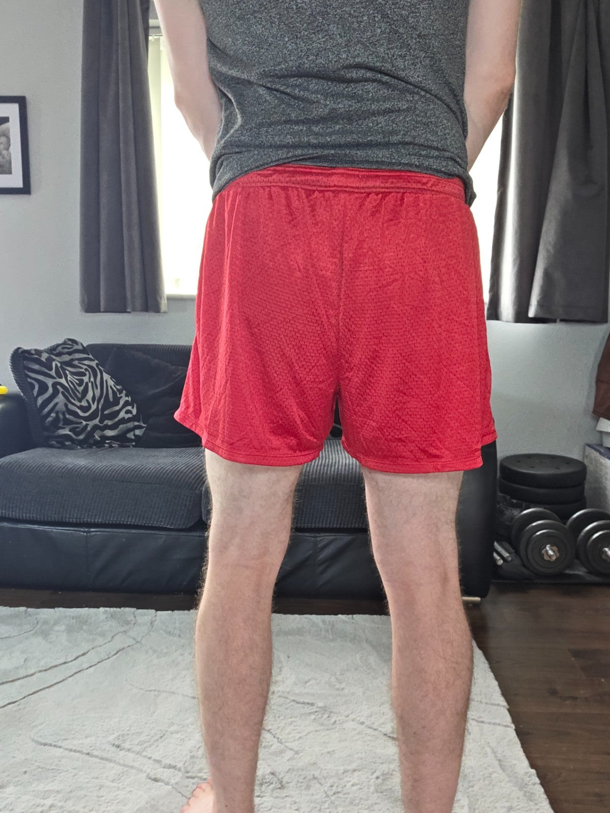 Champion Red Mesh Sports Shorts W34 | Lightweight Gym/Running Shorts