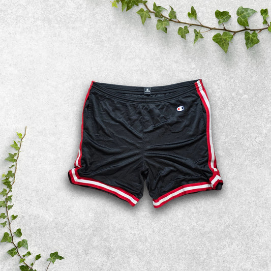 Champion Black Mesh Shorts Red Trim Men’s W40 Vintage Retro Basketball Style