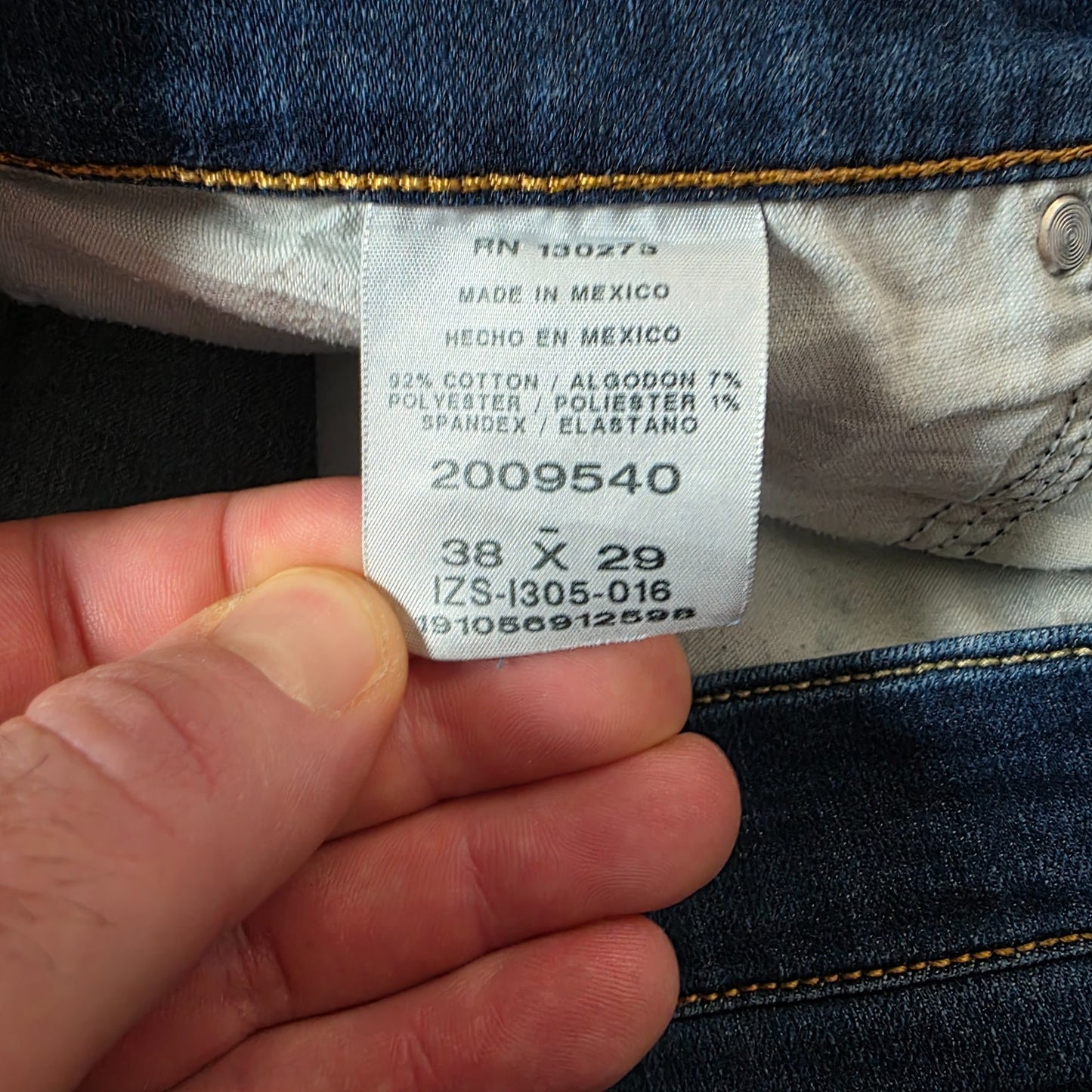 Lee Jeans Regular Fit Blue Denim W38 L29 Zip Fly Straight Leg Mexico 2009540