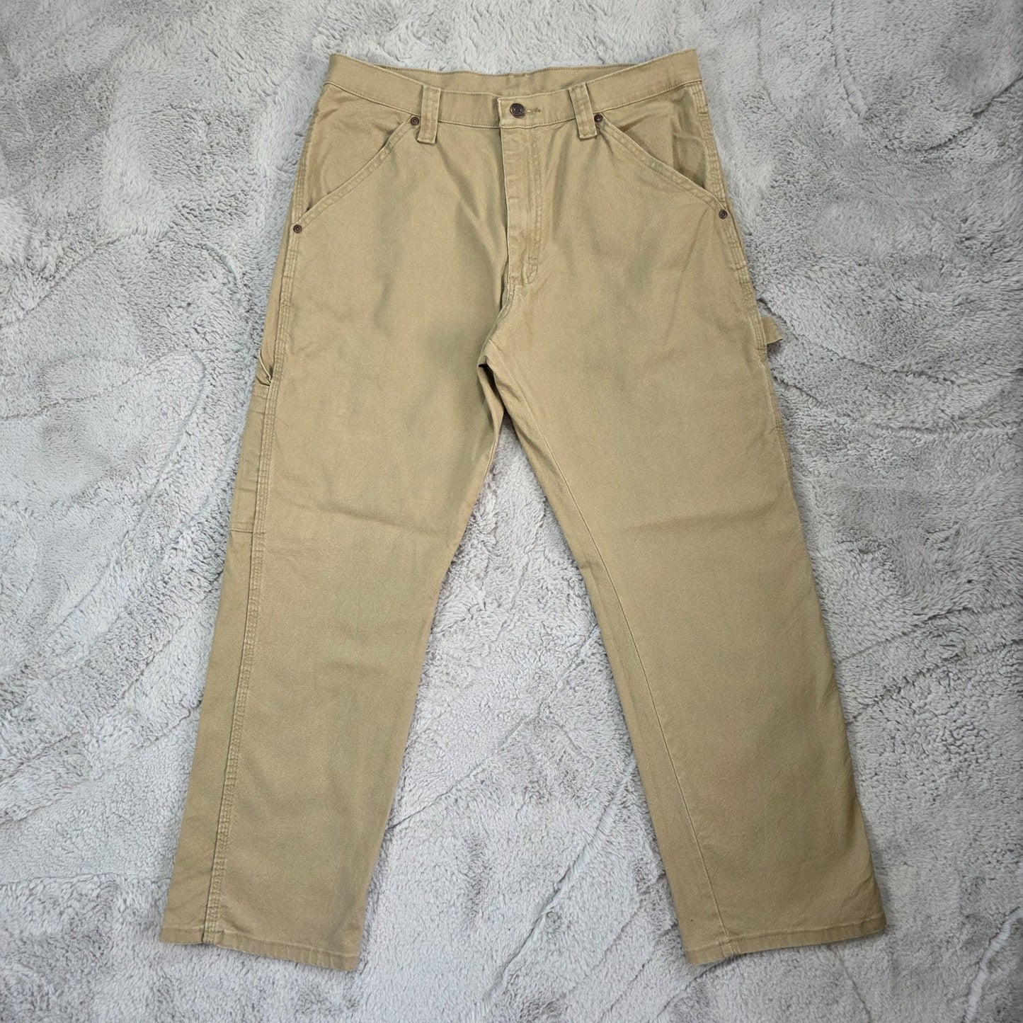 Wrangler carpenter trousers beige W32 L30 men’s straight leg 99% cotton 1% spand