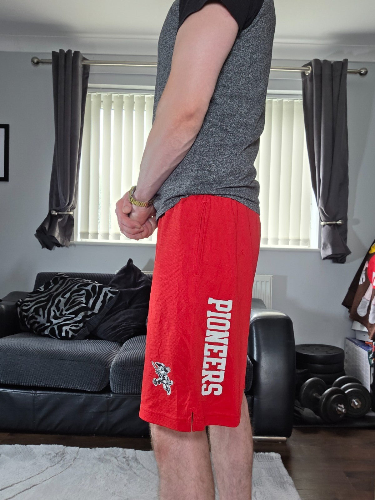 Champion Pioneers Red Mesh Sports Shorts W30 Vintage Style Basketball Gym