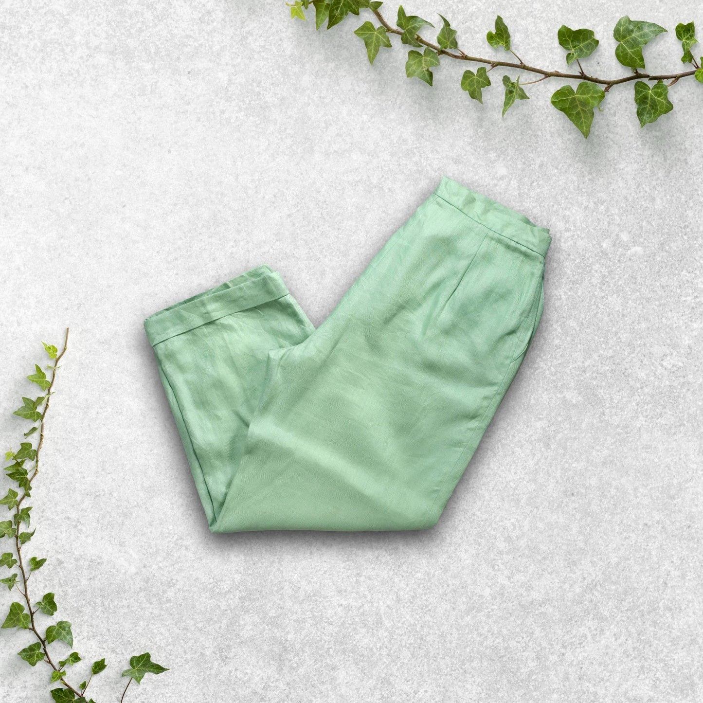 Lauren Ralph Lauren Women’s Linen Cropped Trousers Green Size US 10 UK 14