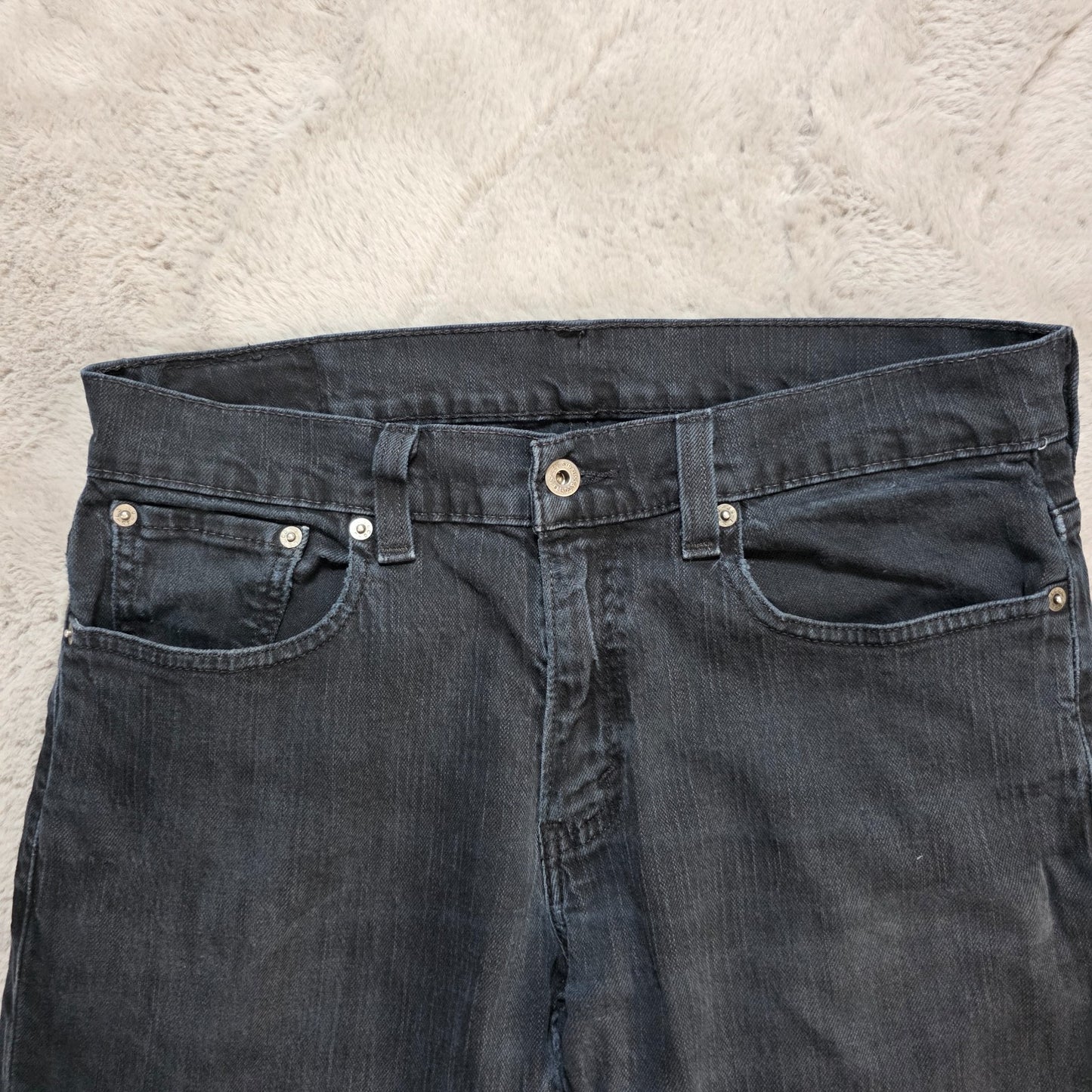 Levi's Black Slim Fit Denim Jeans W32 L34 (Label Cut) β Crotch Damage