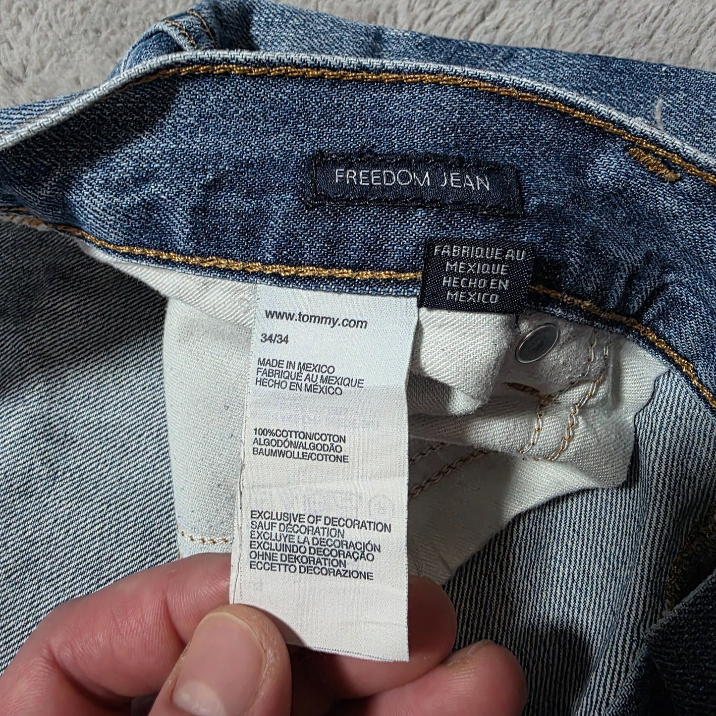 Tommy Hilfiger Freedom Y2K Blue Straight Leg Jeans W34 (36) L34 Men’s Mexico