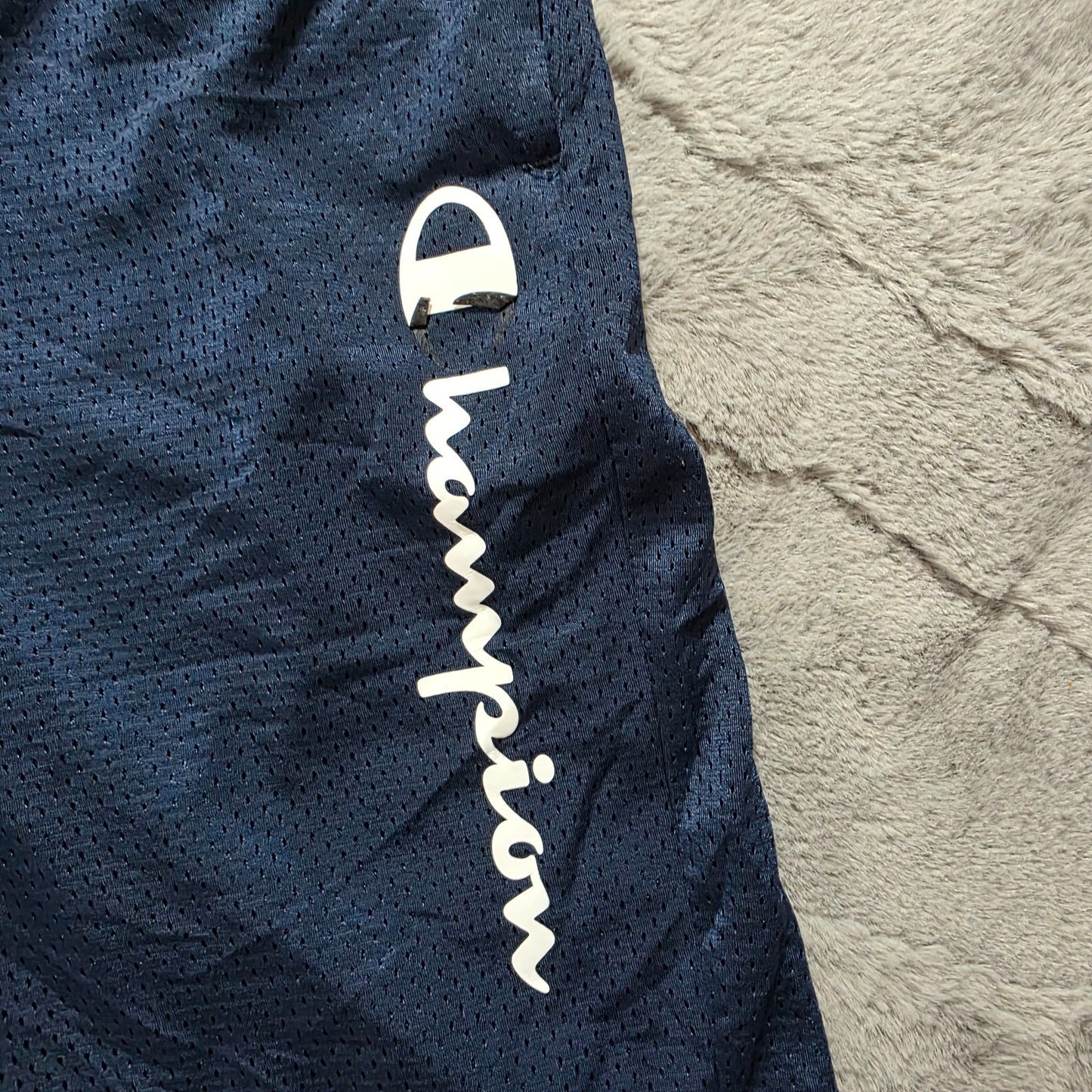 Champion Navy Mesh Shorts Youth Size W24 8" Inseam 12-14 years Side Logo Sports