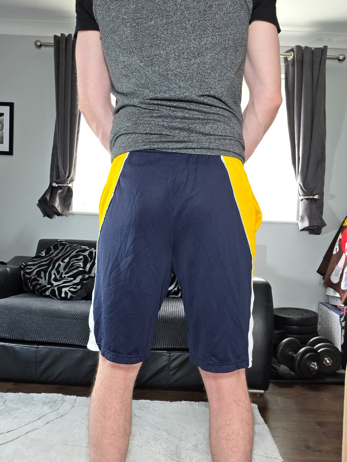 C9 by Champion mesh shorts navy yellow size S (W25) drawstring gym athletic spor