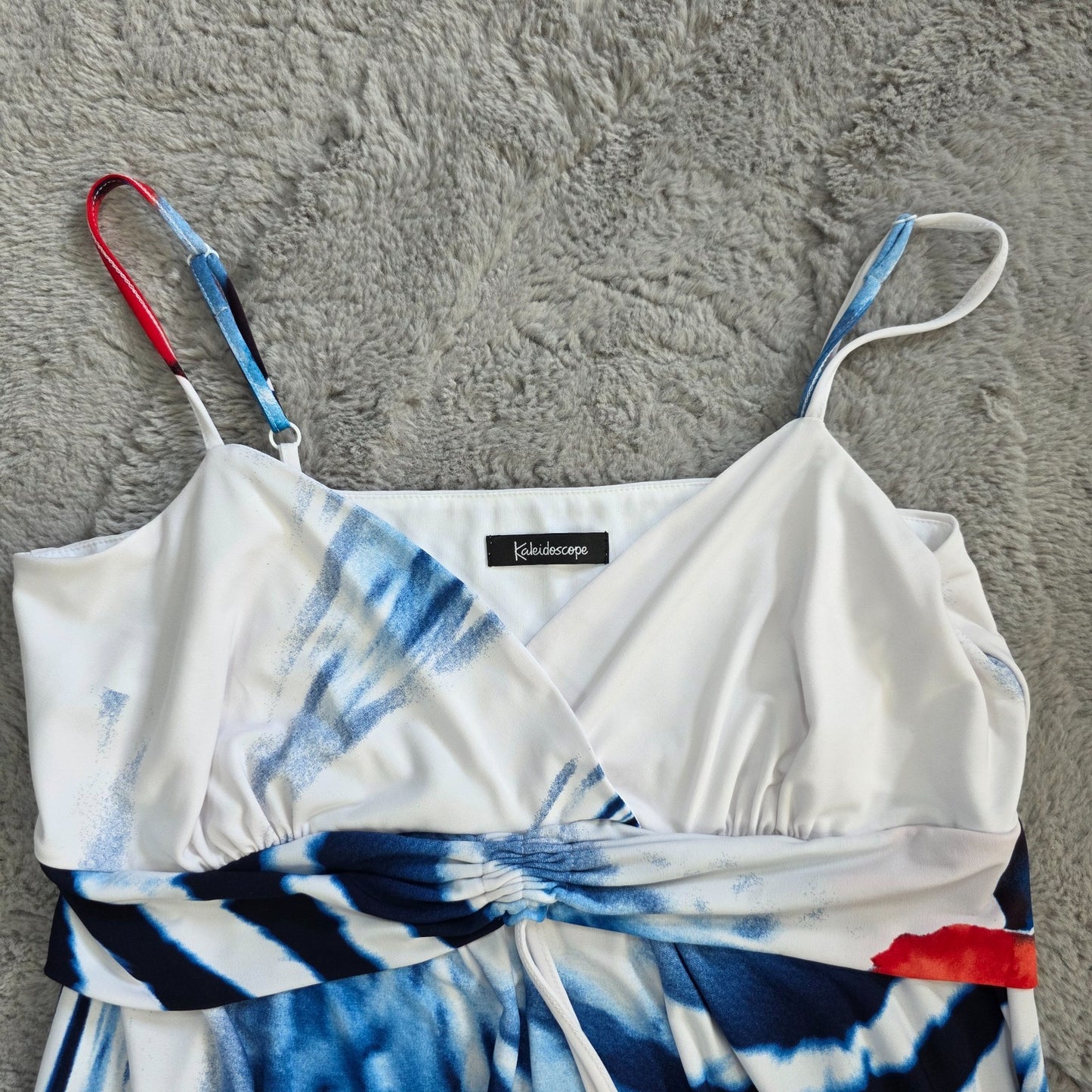 Kaleidoscope Maxi Dress Women’s Red White Blue Sleeveless Summer Size 16