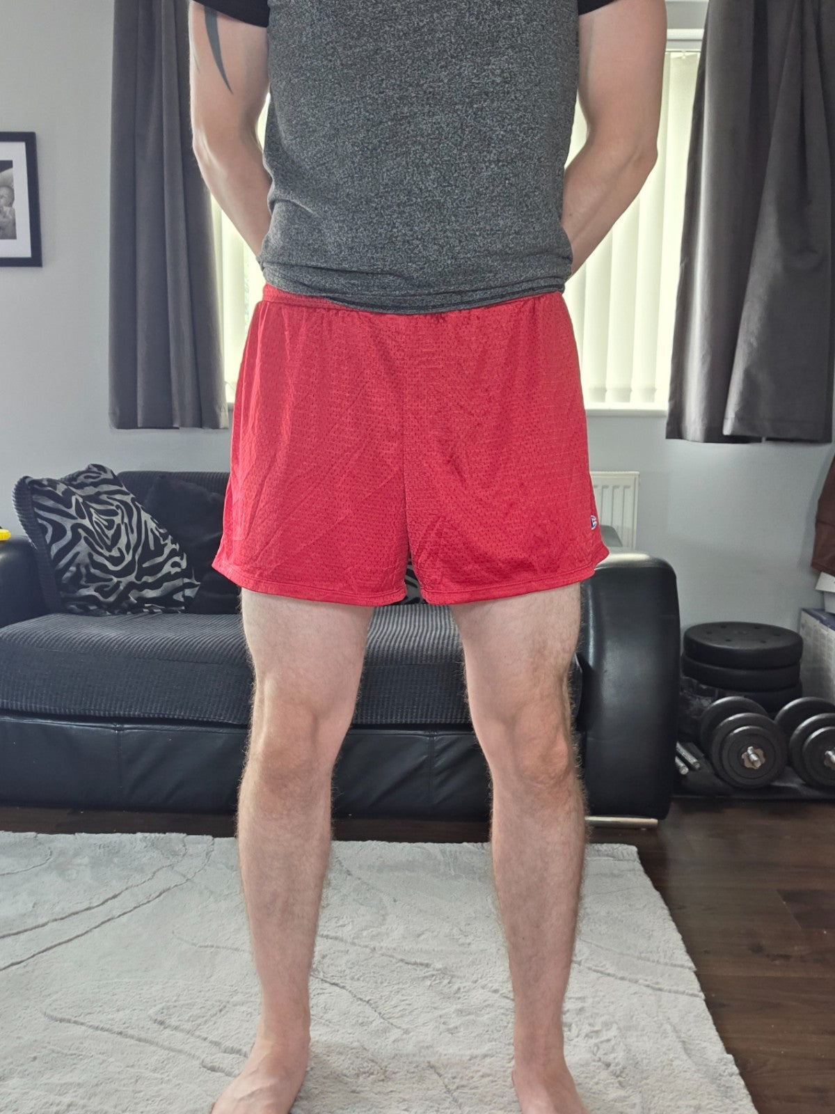 Champion Red Mesh Sports Shorts W34 | Lightweight Gym/Running Shorts