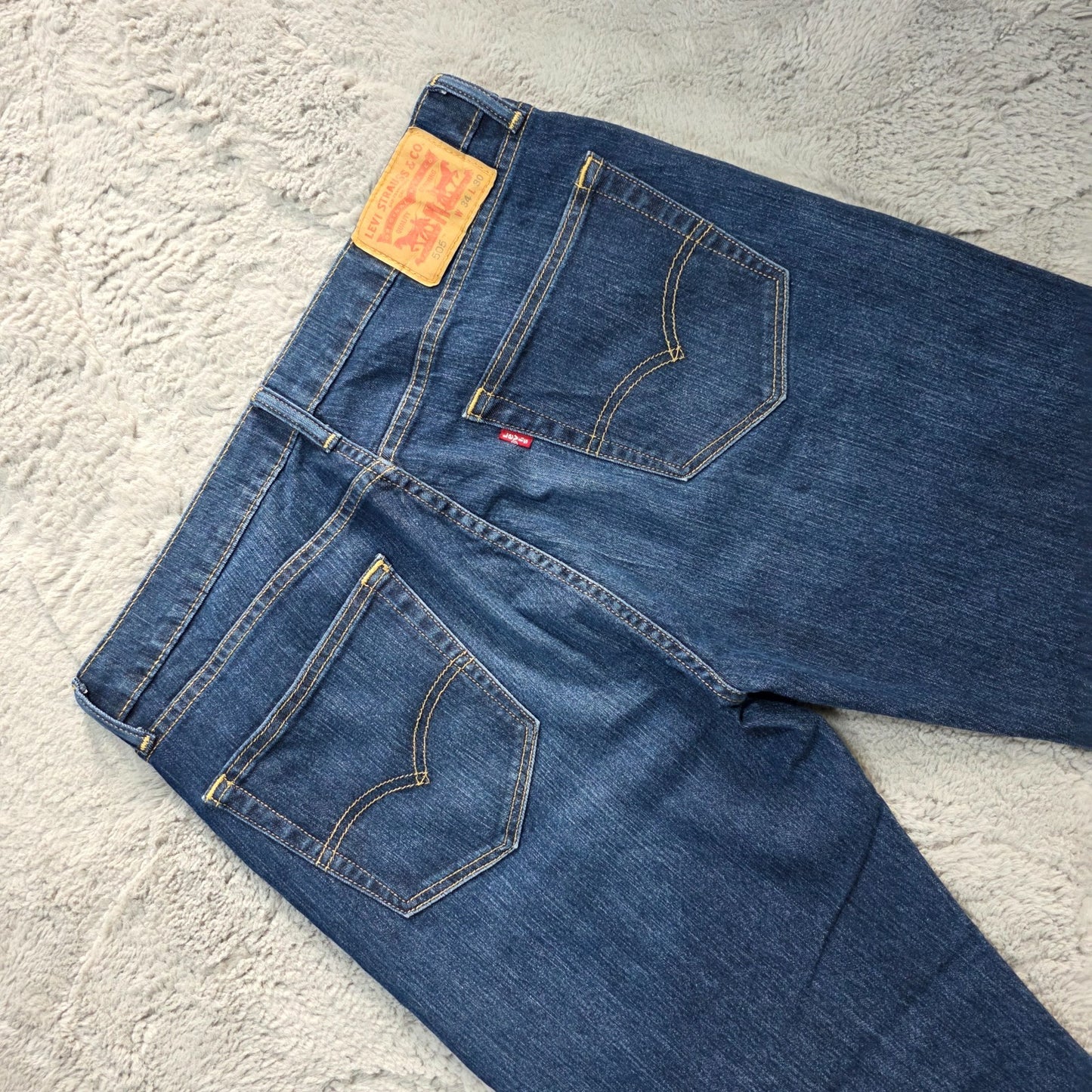 Levi’s 505 Regular Straight Fit Jeans W34 L30 Blue Mid Wash Excellent