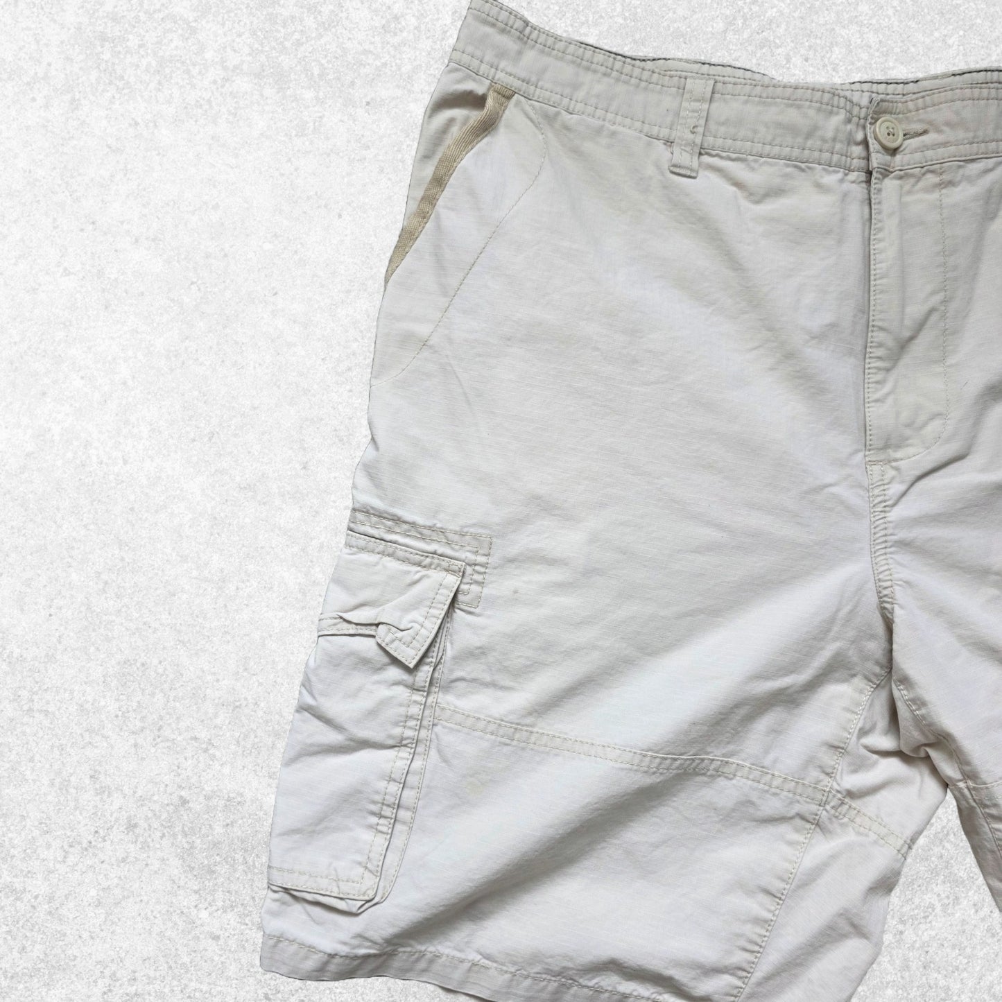 Tommy Hilfiger Cargo Shorts W40 Beige Carpenter Style Ripstop Cotton Summer