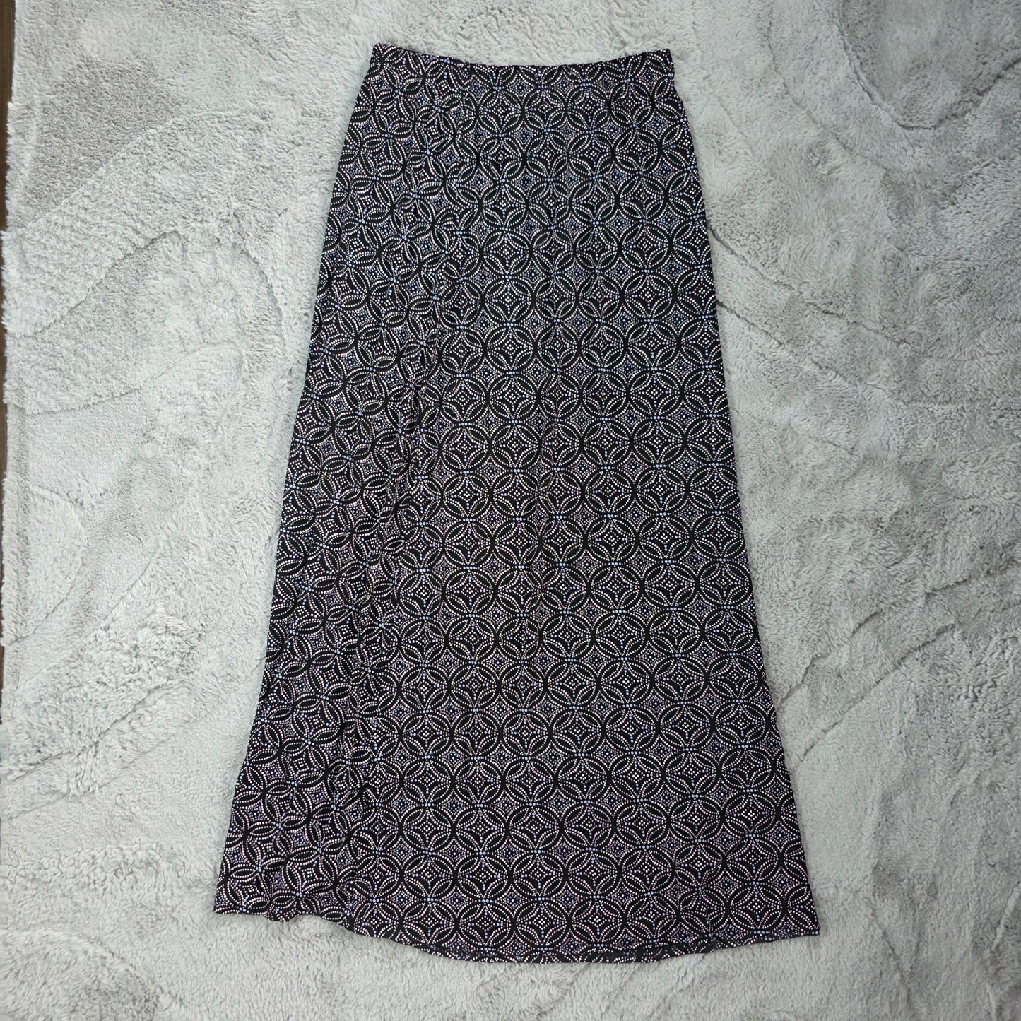 Influence Maxi Skirt Women’s Size B (UK 10–12) Black White Geometric Viscose NWT