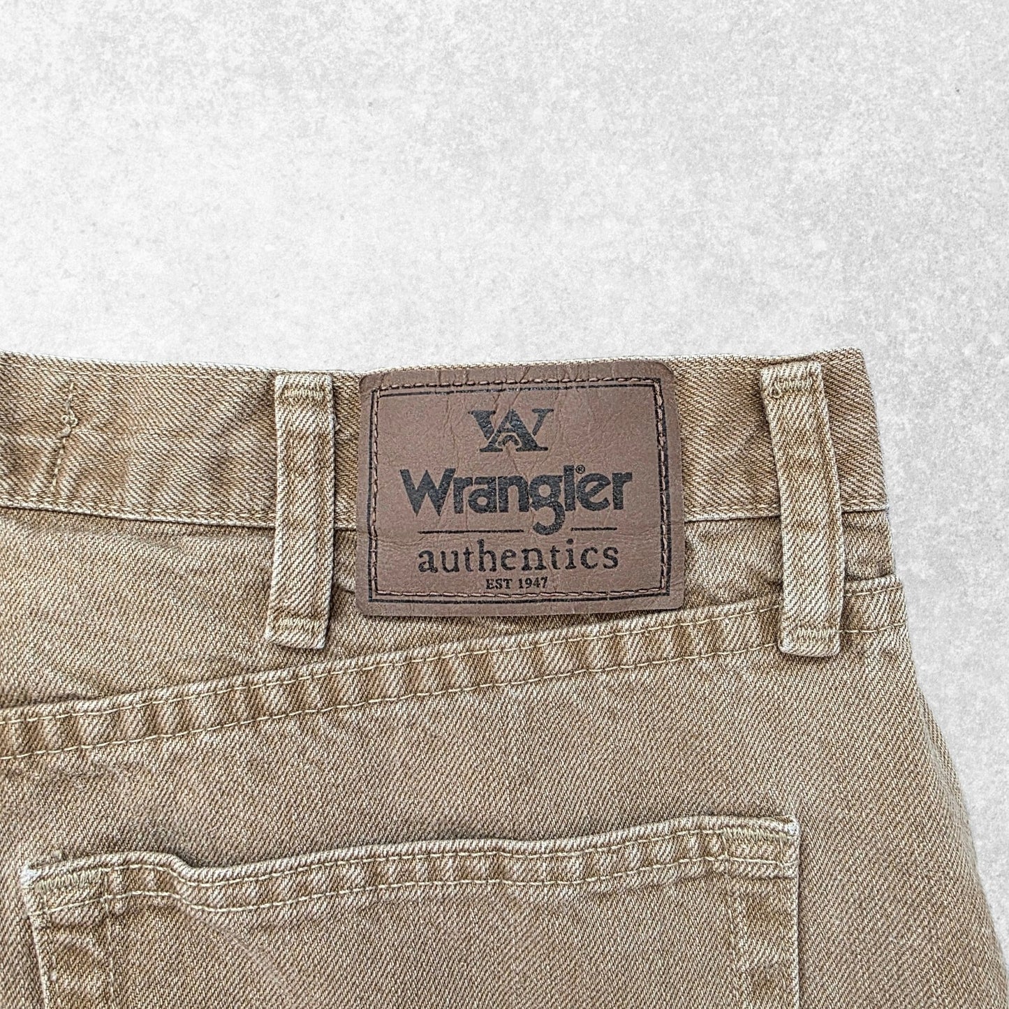 Wrangler Authentics Khaki Cut Off Denim Shorts Jorts W35 100% Cotton Mexico