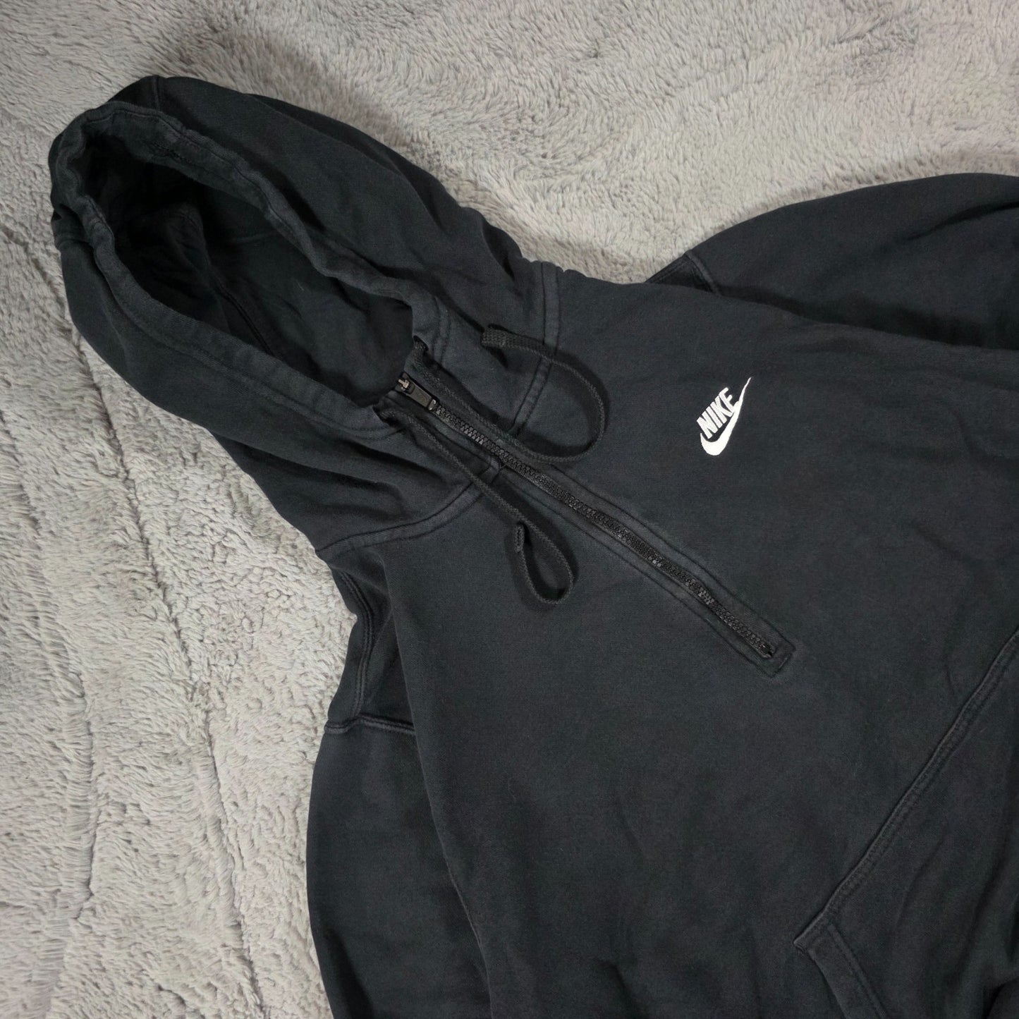 Nike Men’s Black Half Zip Hoodie Size L 🖤 Pullover Sweatshirt Kangaroo Pocket