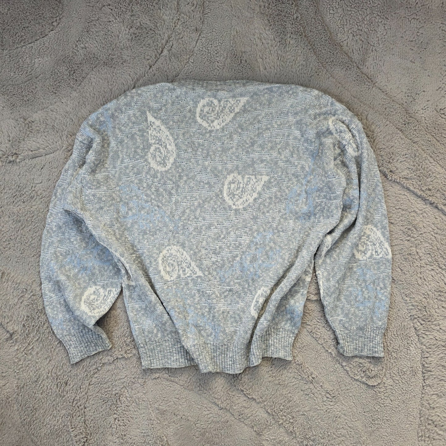Vintage Emilio Nandini Pattern Knit Jumper Men’s L Blue Retro 90s Sweater