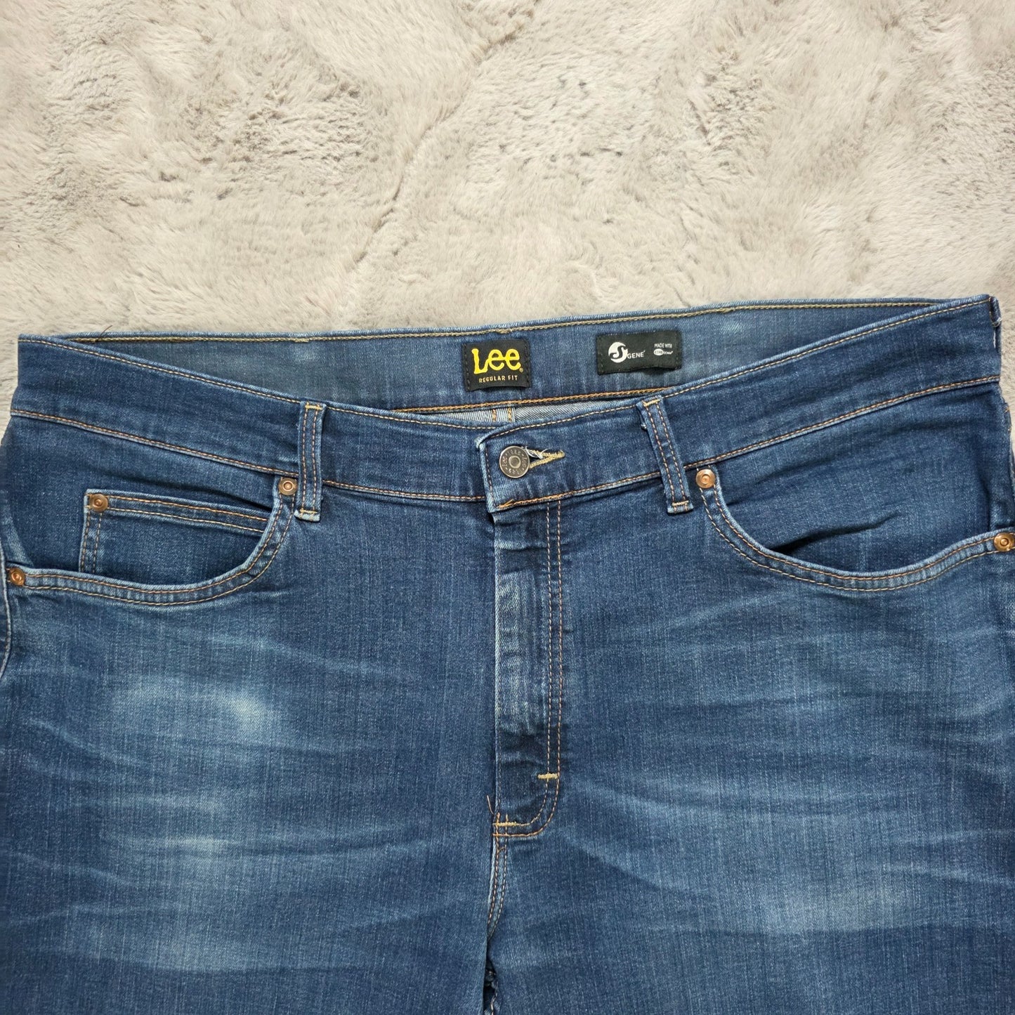 Lee Jeans Regular Fit Blue Denim W38 L29 Zip Fly Straight Leg Mexico 2009540
