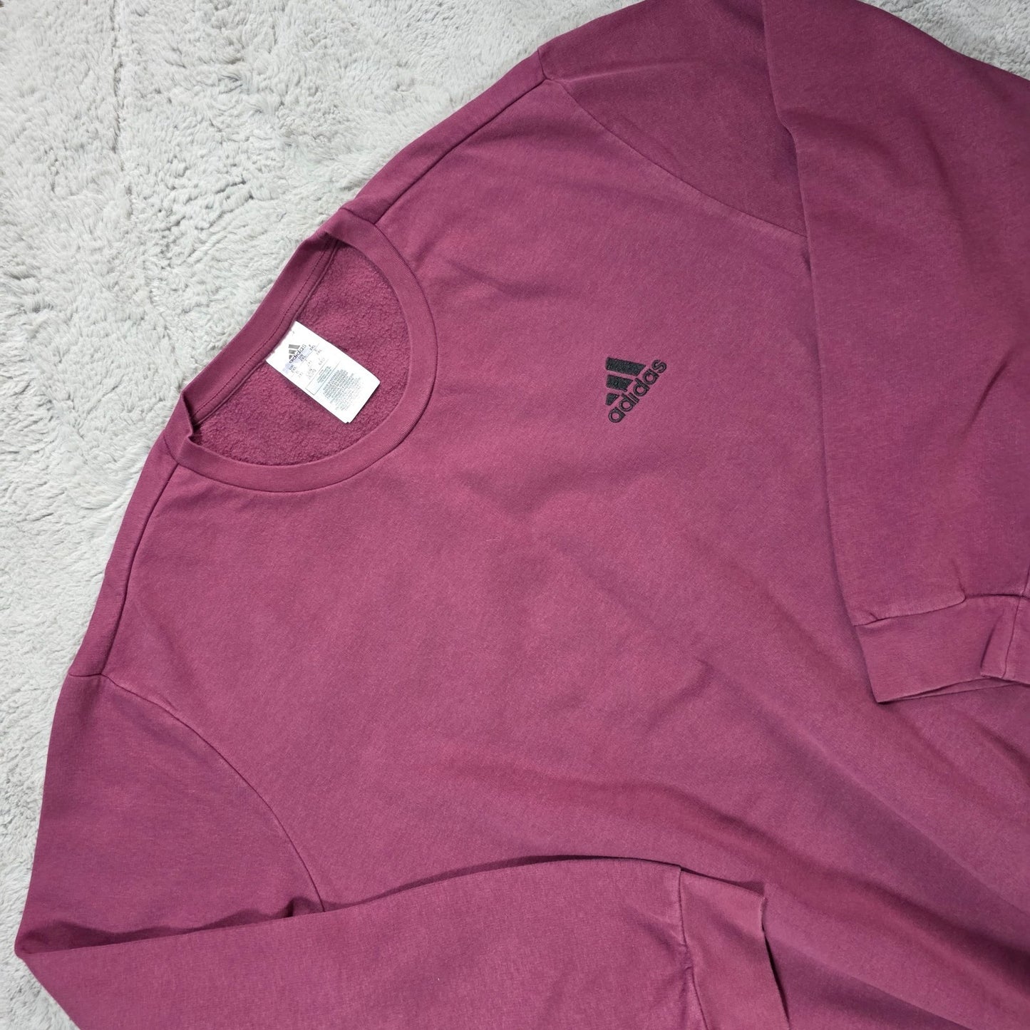 Adidas Sweatshirt Maroon 2XL β Embroidered Logo Crew Neck Jumper