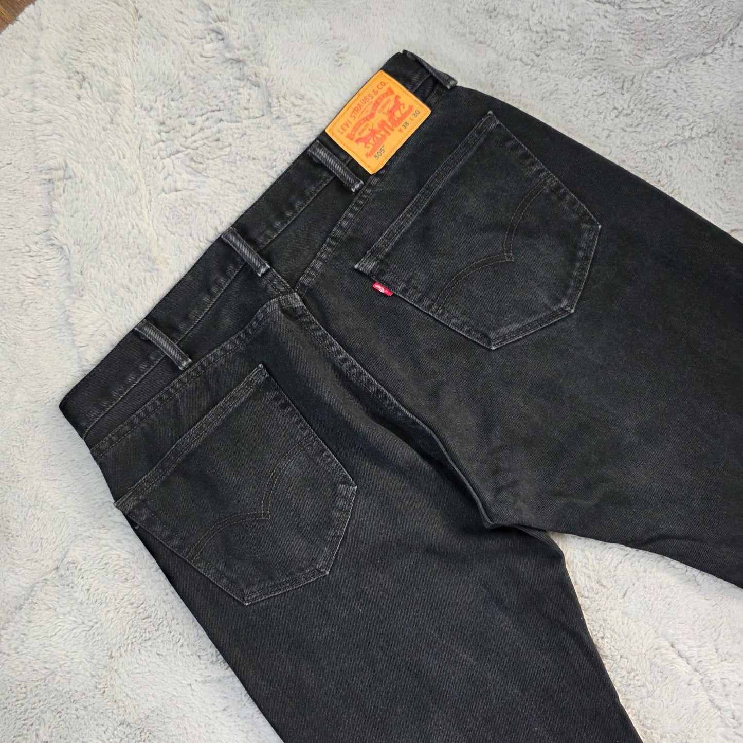 Levi’s 505 Men’s Straight Leg Jeans Black W38 L30 Made in Mexico