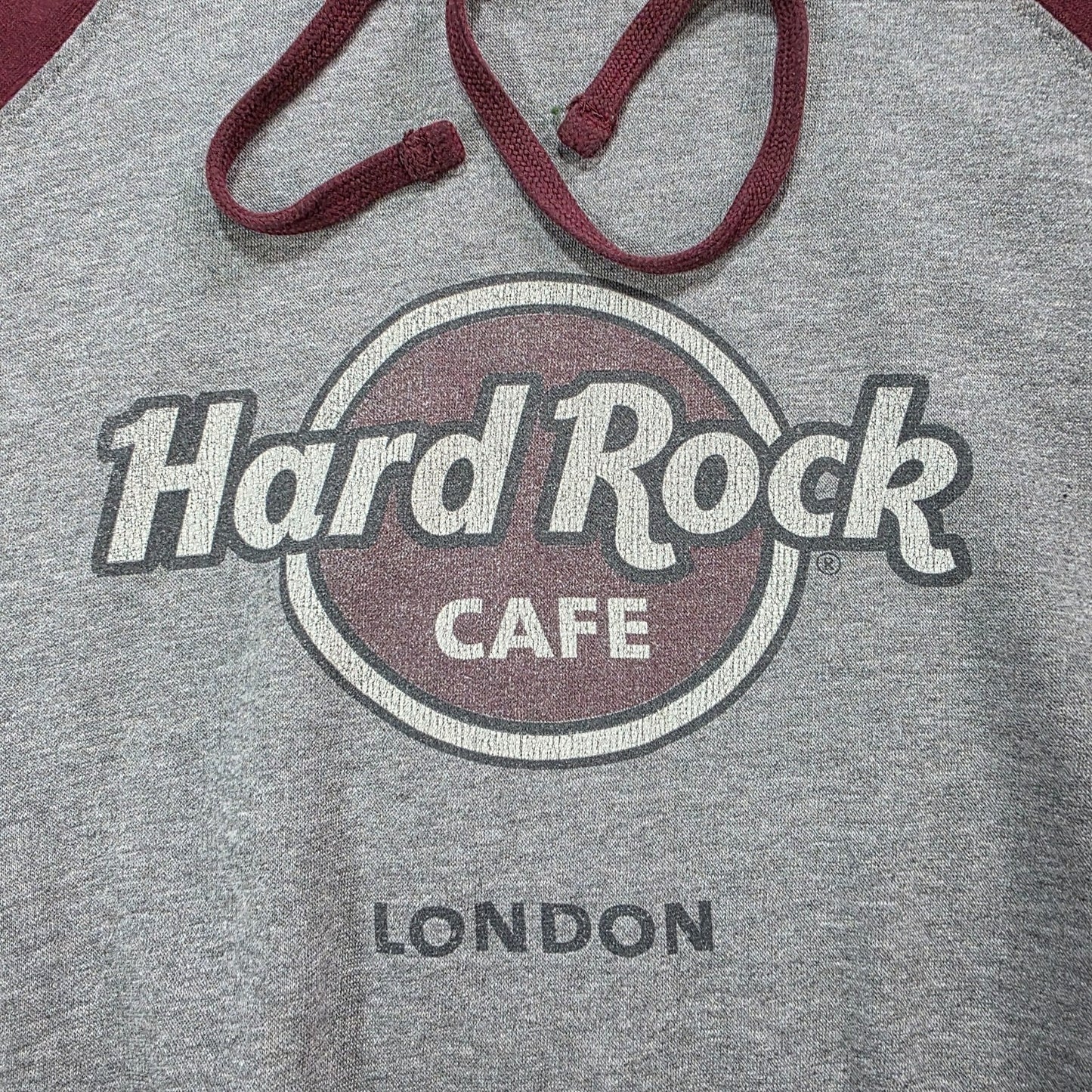 Hard Rock Cafe London Hoodie Grey & Maroon L β Lightweight Pullover Sweatshirt