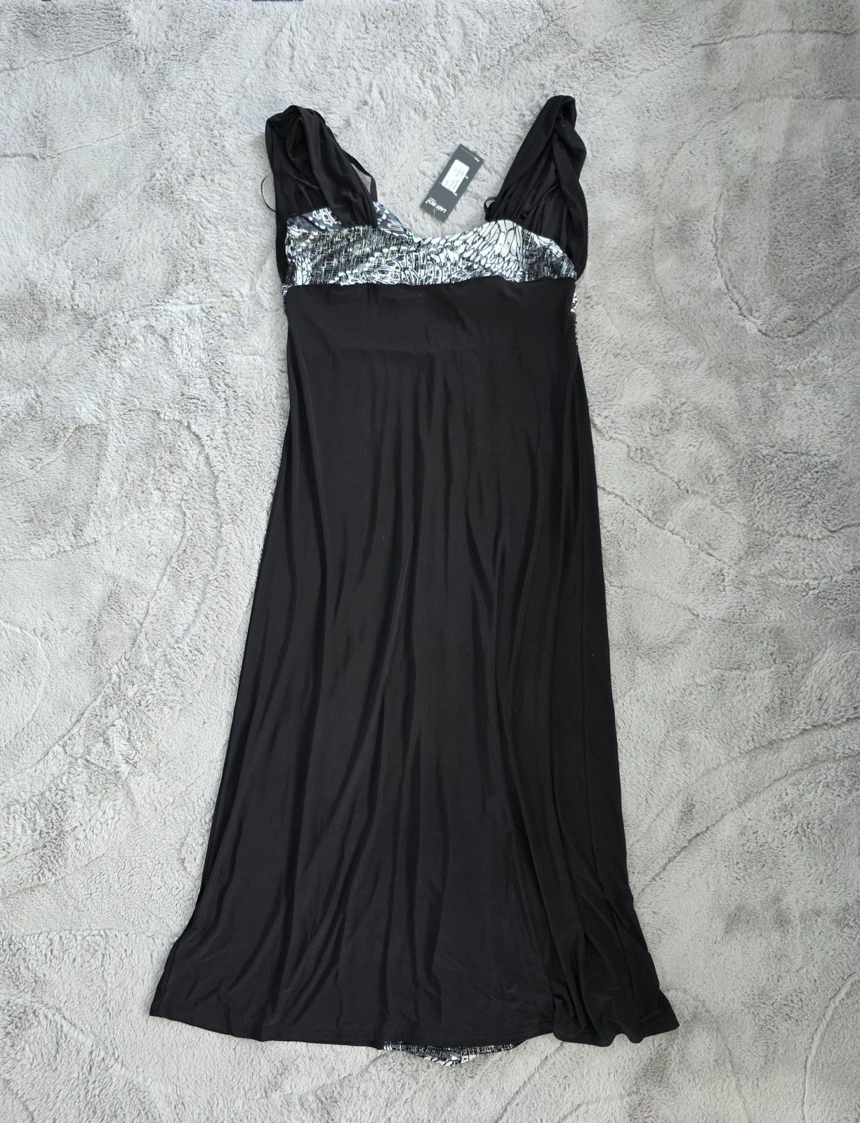 Lady Rich London Maxi Dress Women’s Black White Sleeveless Size 16 NWT