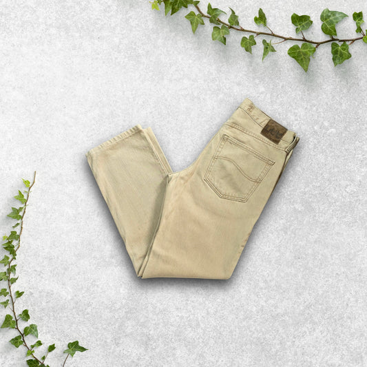 Lee Regular Fit Jeans Men's Beige Tan Denim W32 L31 Straight Leg