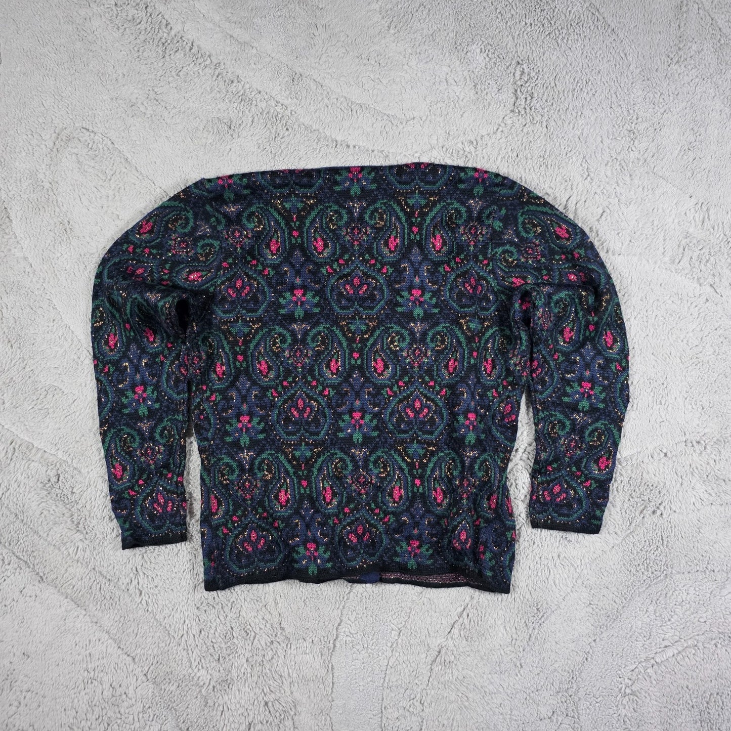 Susan Bristol Women’s S Vintage Patterned Knit Cardigan Paisley 90s