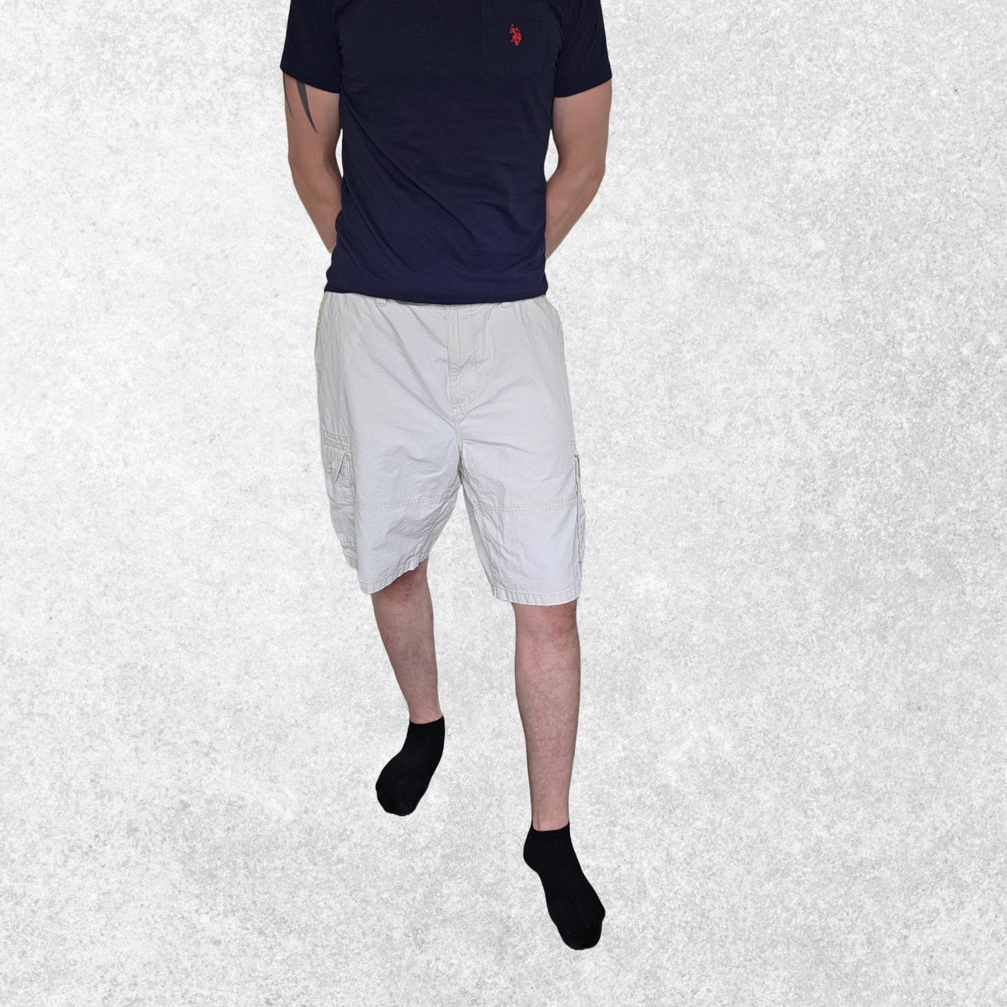 Tommy Hilfiger Cargo Shorts W40 Beige Carpenter Style Ripstop Cotton Summer