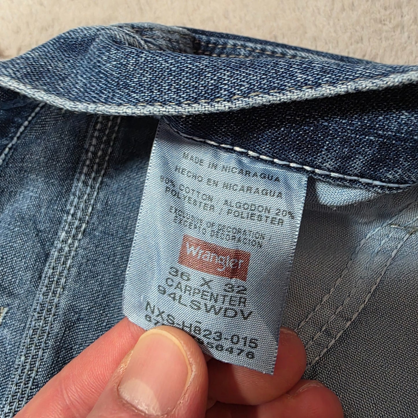 Wrangler Carpenter Jeans 94LSWDV Blue Straight Leg W36 L32 Men’s Nicaragua