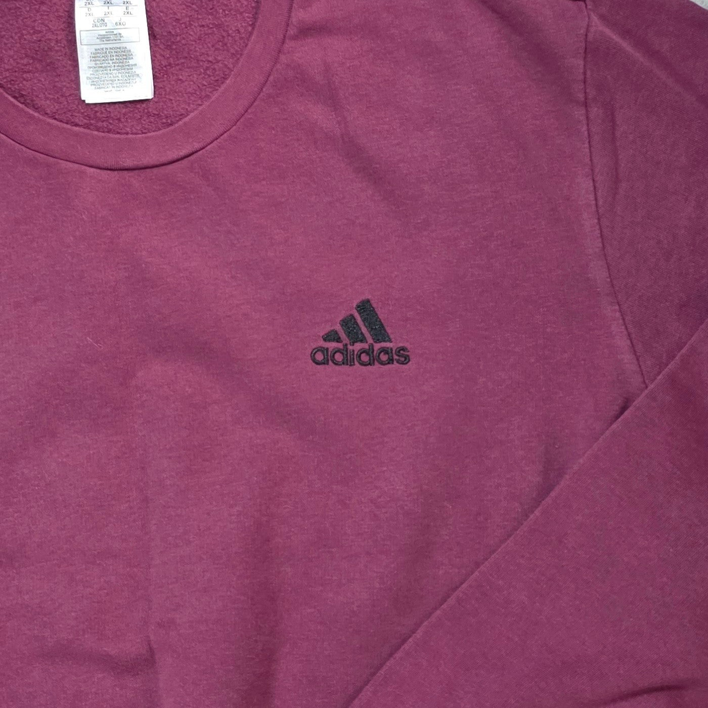 Adidas Sweatshirt Maroon 2XL β Embroidered Logo Crew Neck Jumper