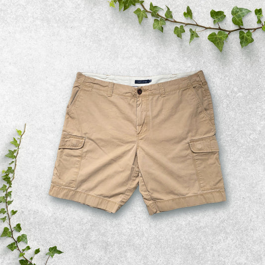 Tommy Hilfiger Beige Cargo Shorts W40 Mens 100% Cotton Summer Utility Pockets