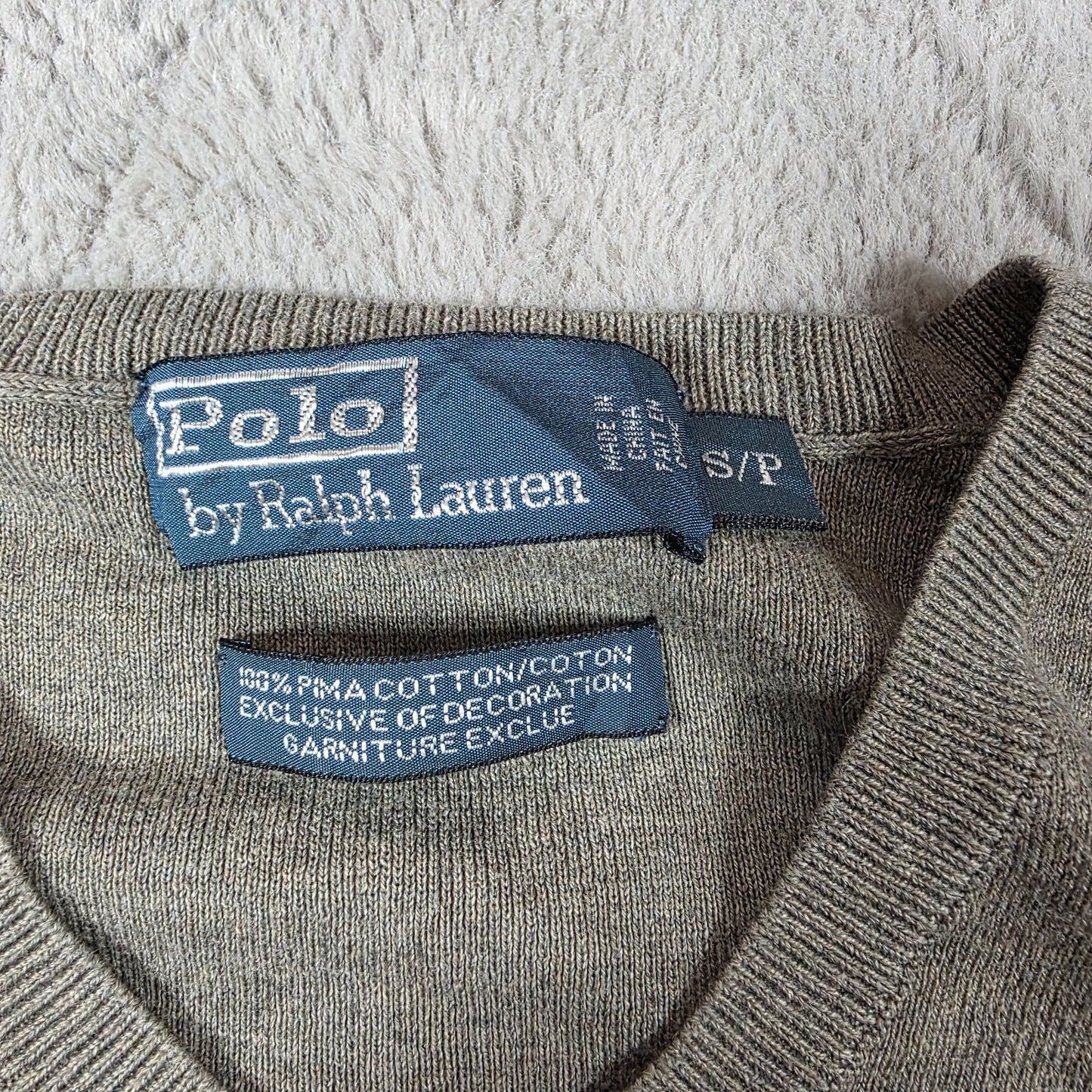 Polo Ralph Lauren Grey V-Neck Jumper ๐ Menโs S Pima Cotton Pullover Sweater