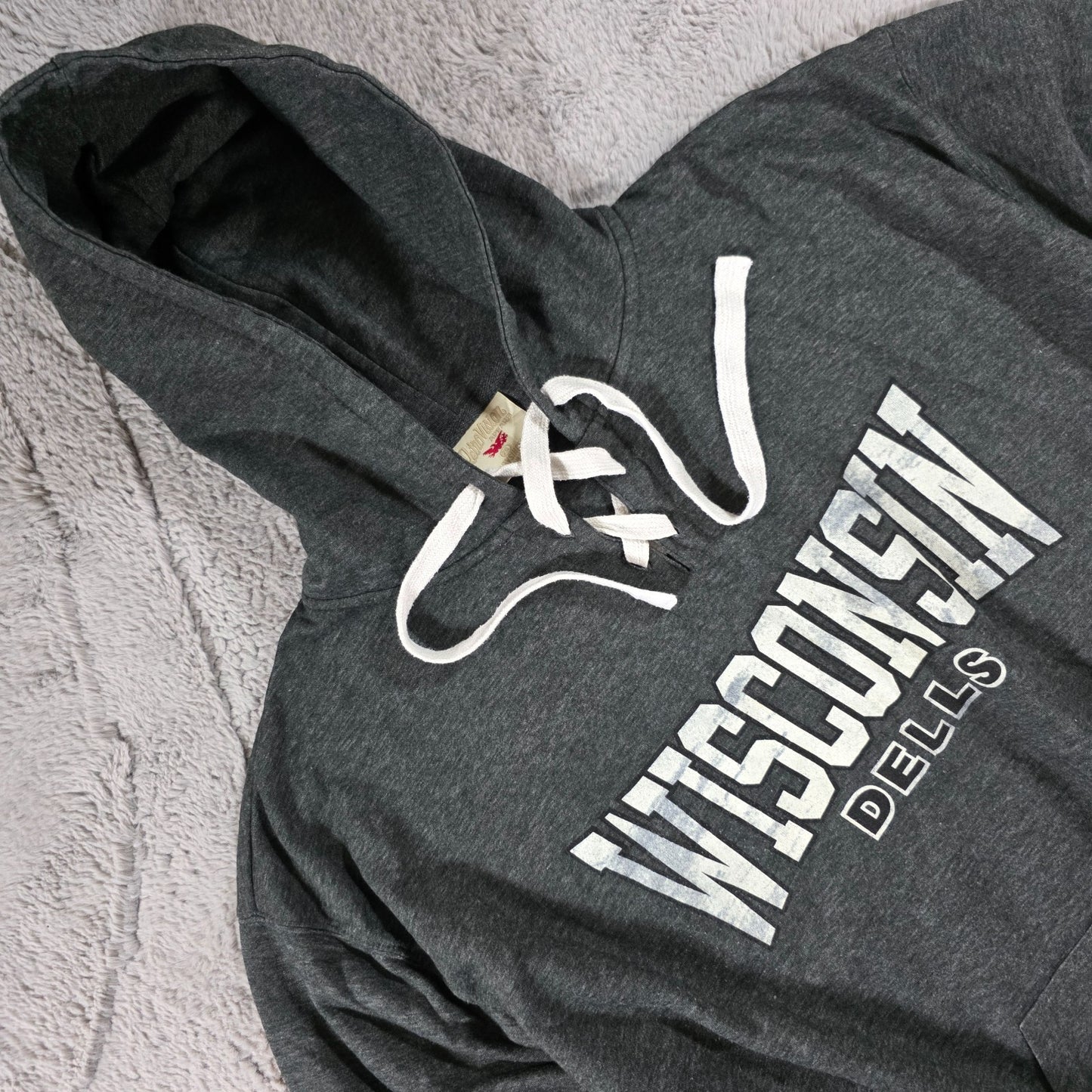 Retro Vision Wisconsin Dells Grey Hoodie Men’s Size 2XL Lace Up Vintage Style